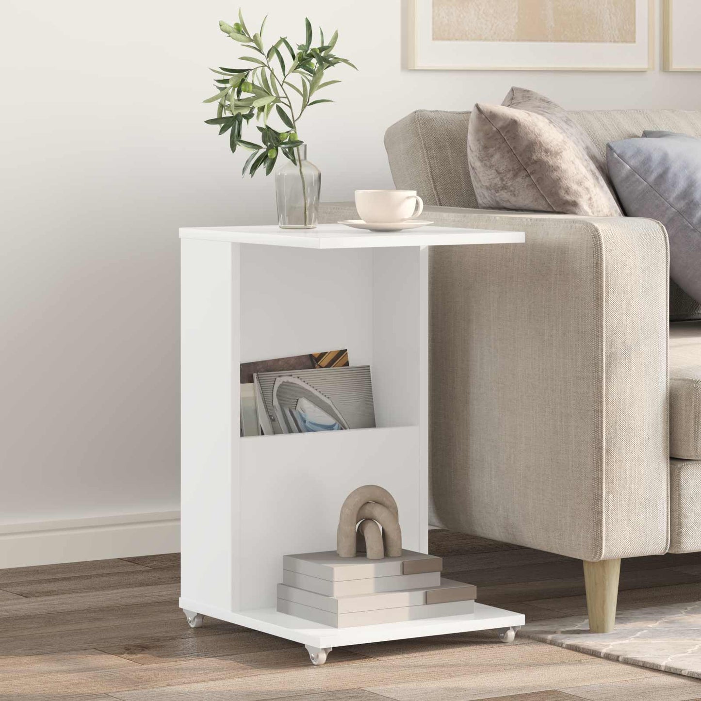 vidaXL Τραπεζάκι Πλευράς Λευκό 40 x 35 x 60 εκ. Επεξεργασμένο ξύλο