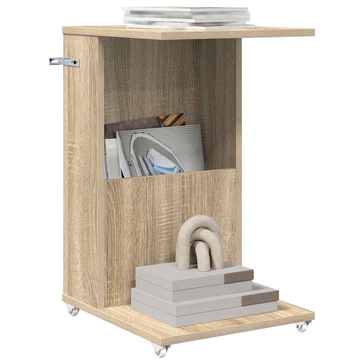 vidaXL Τραπεζάκι Πλευράς με τροχούς Δρύς Sonoma 40 x 35 x 60 εκ.