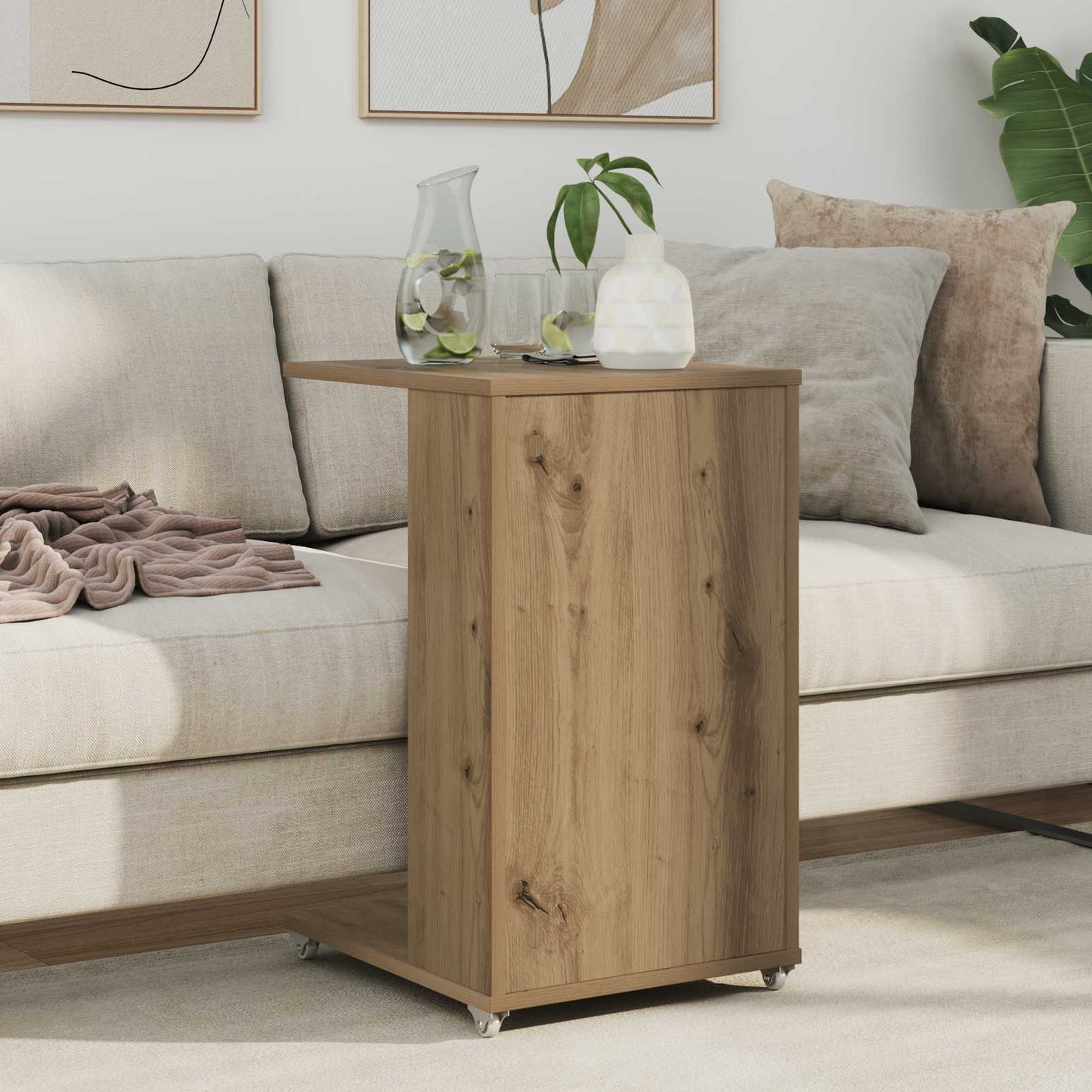 vidaXL Τραπεζάκι Πλευράς με τροχούς Artisan Oak 40 x 35 x 60 εκ.