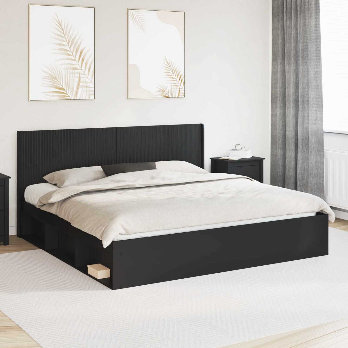 vidaXL Καλάθι με αποθήκη και κεφαλάρι Μαύρο 180 x 200 cm