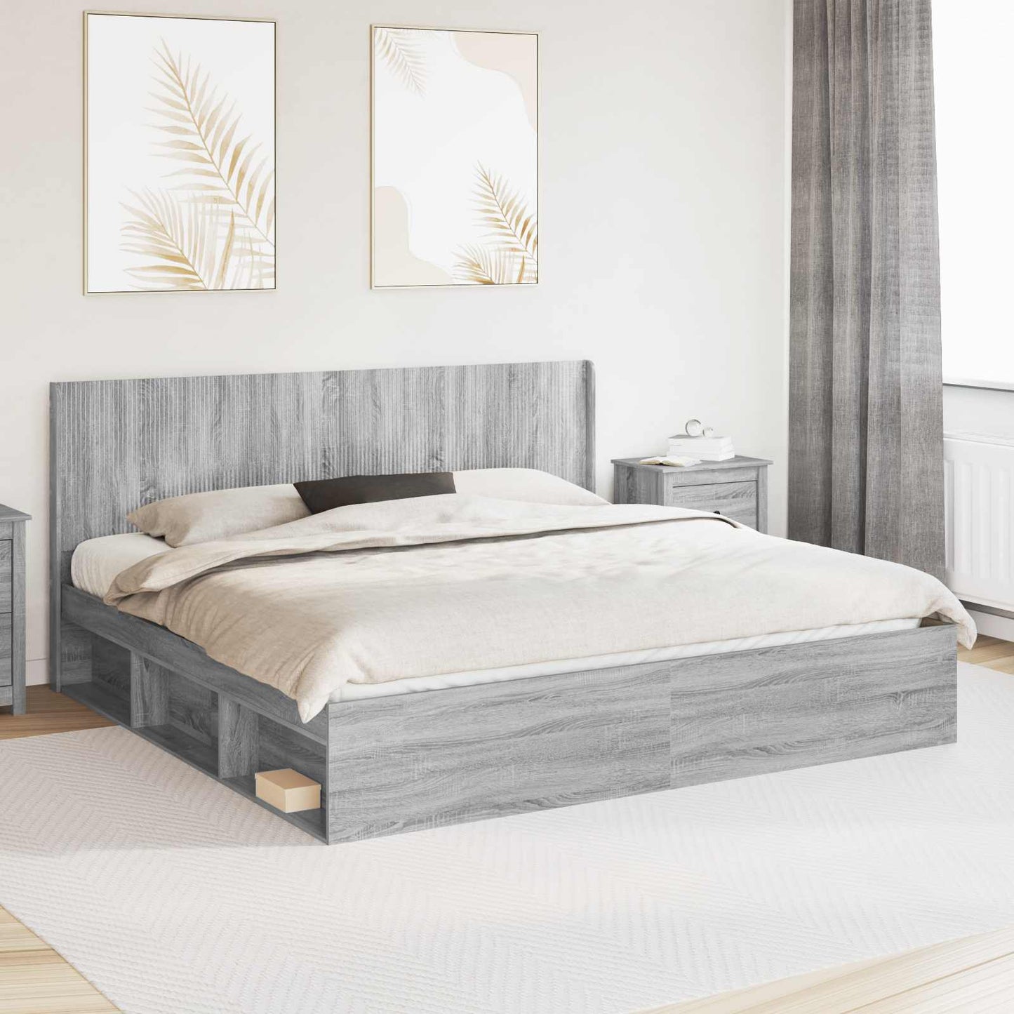 vidaXL Καλάθι με αποθήκη και κεφαλάρι Γκρι Sonoma 180 x 200 cm