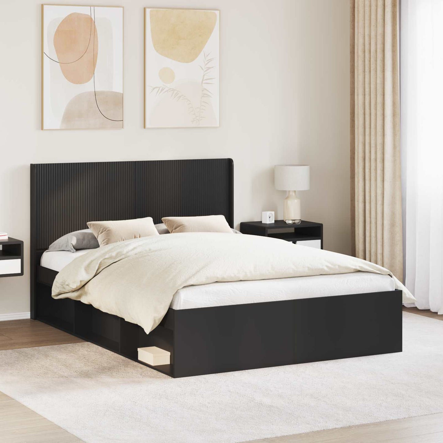 vidaXL Καλάθι με αποθήκη και κεφαλάρι Μαύρο 140 x 200 cm