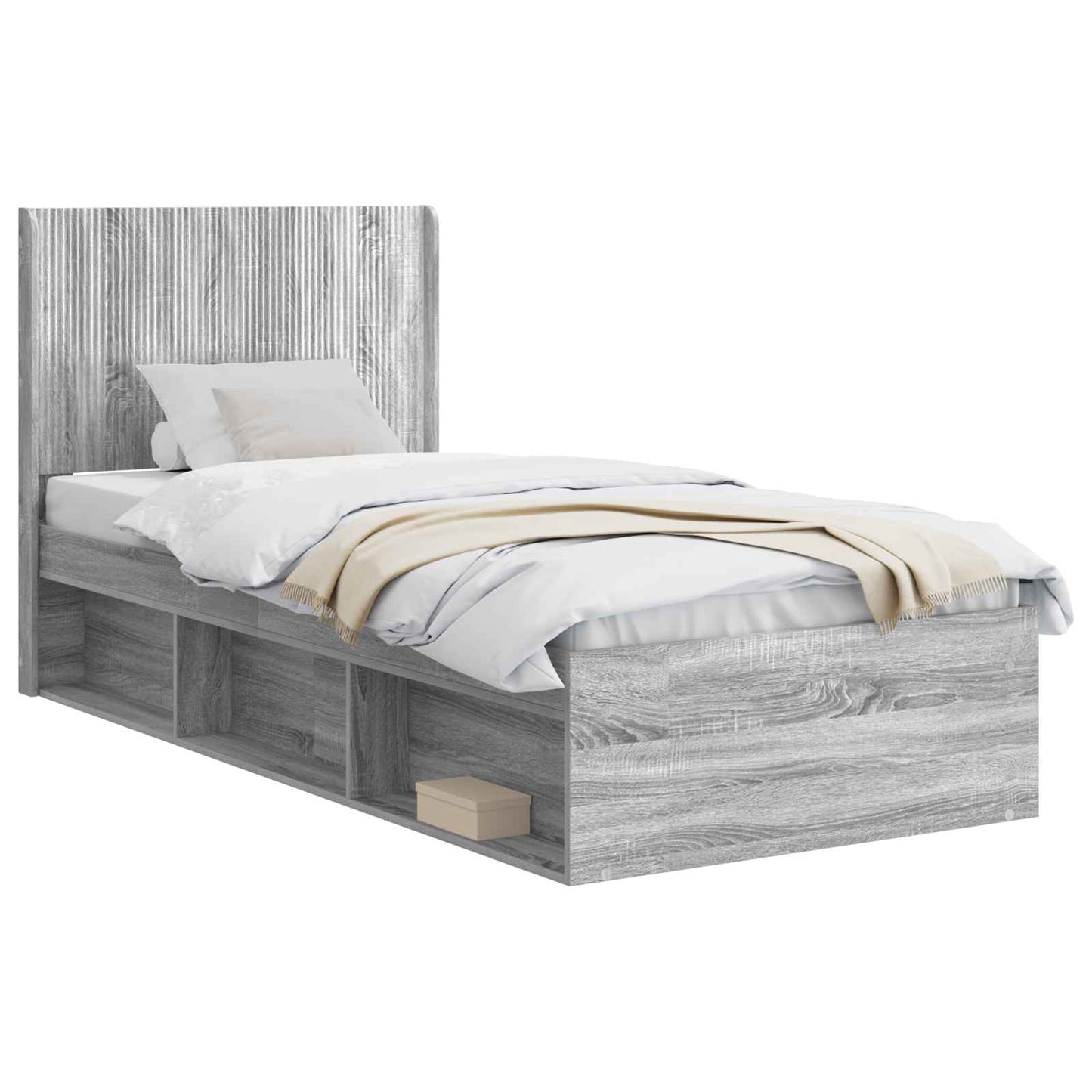 vidaXL Καλάθι με αποθήκη και κεφαλάρι Γκρι Sonoma 100 x 200 cm