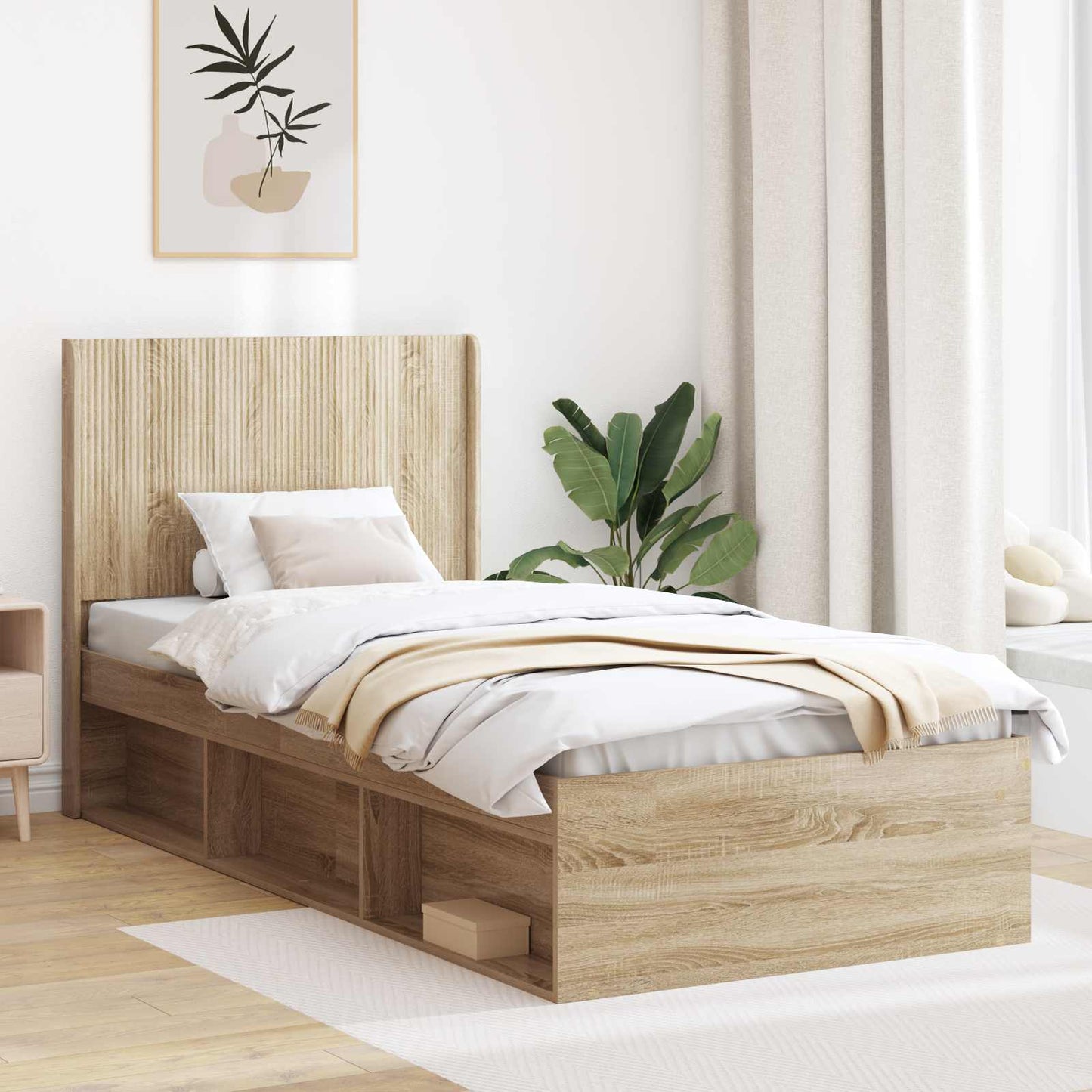 vidaXL Καλάθι με αποθήκη και κεφαλάρι 3 pcs Επεξεργασμένο Ξύλο
