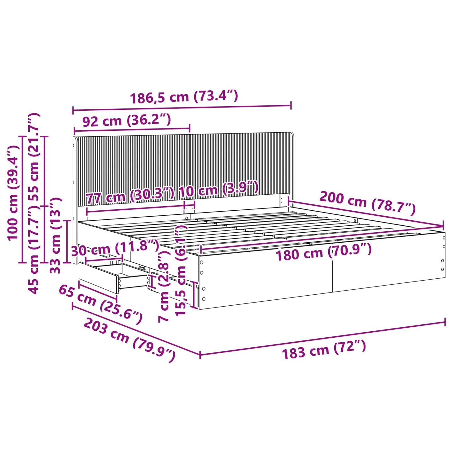 vidaXL Καλάθι με αποθήκη και κεφαλάρι Λευκό 180 x 200 cm