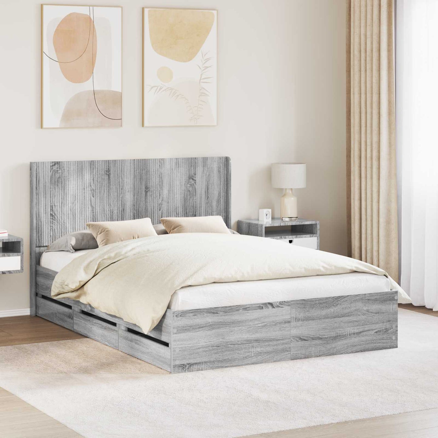 vidaXL Καλάθι με αποθήκη και κεφαλάρι Γκρι Sonoma 140 x 200 cm