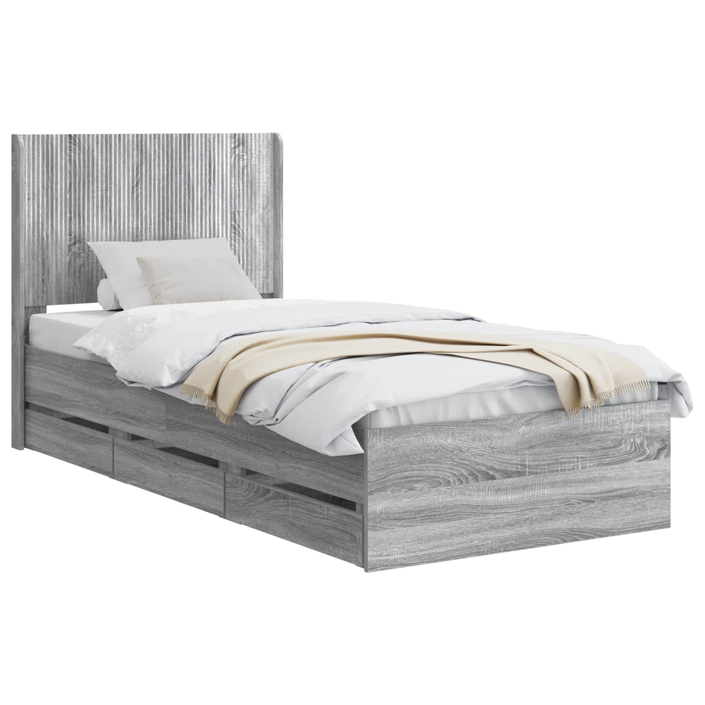 vidaXL Καλάθι με αποθήκη και κεφαλάρι Γκρι Sonoma 90 x 200 cm