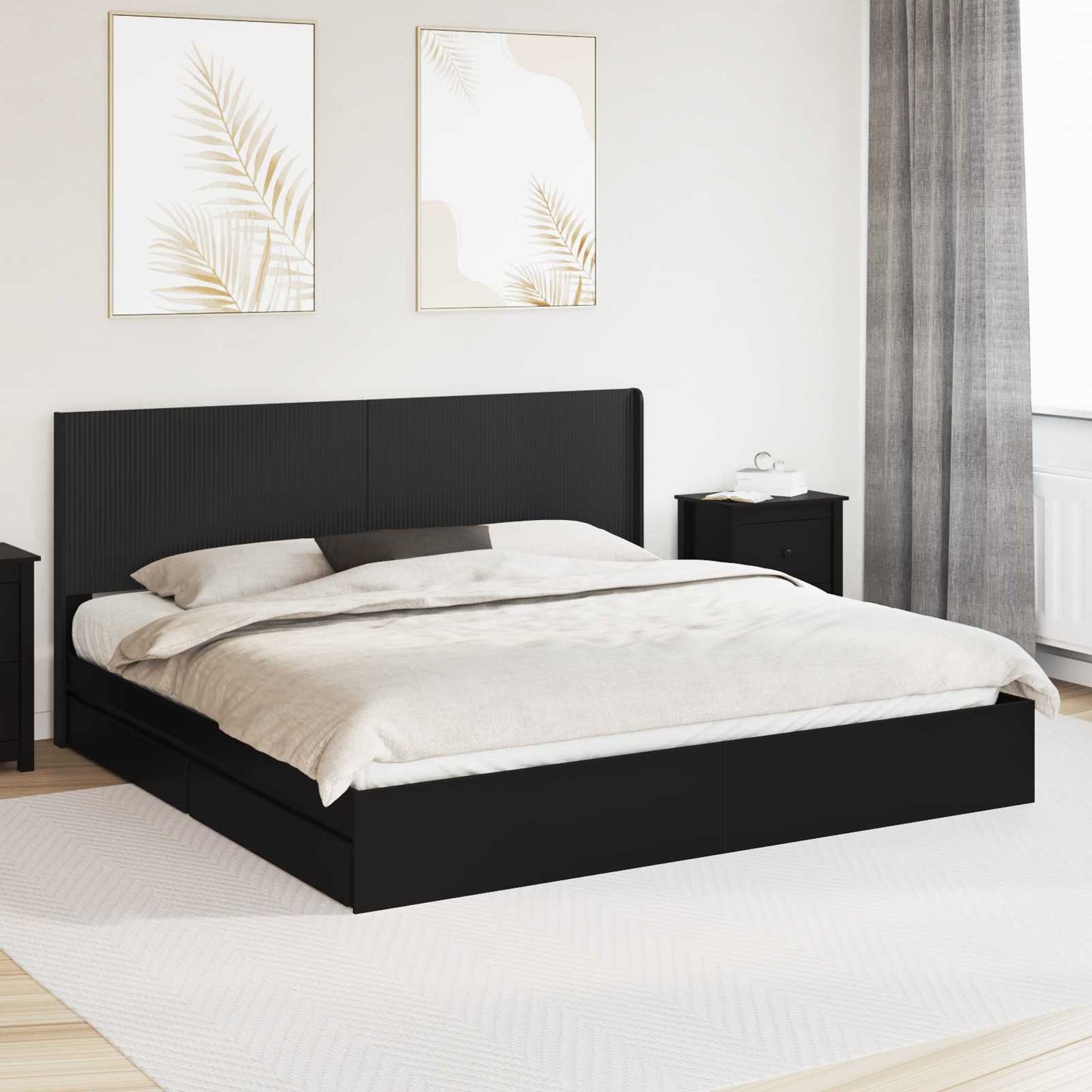 vidaXL Καλάθι με αποθήκη και κεφαλάρι Μαύρο 200 x 200 cm