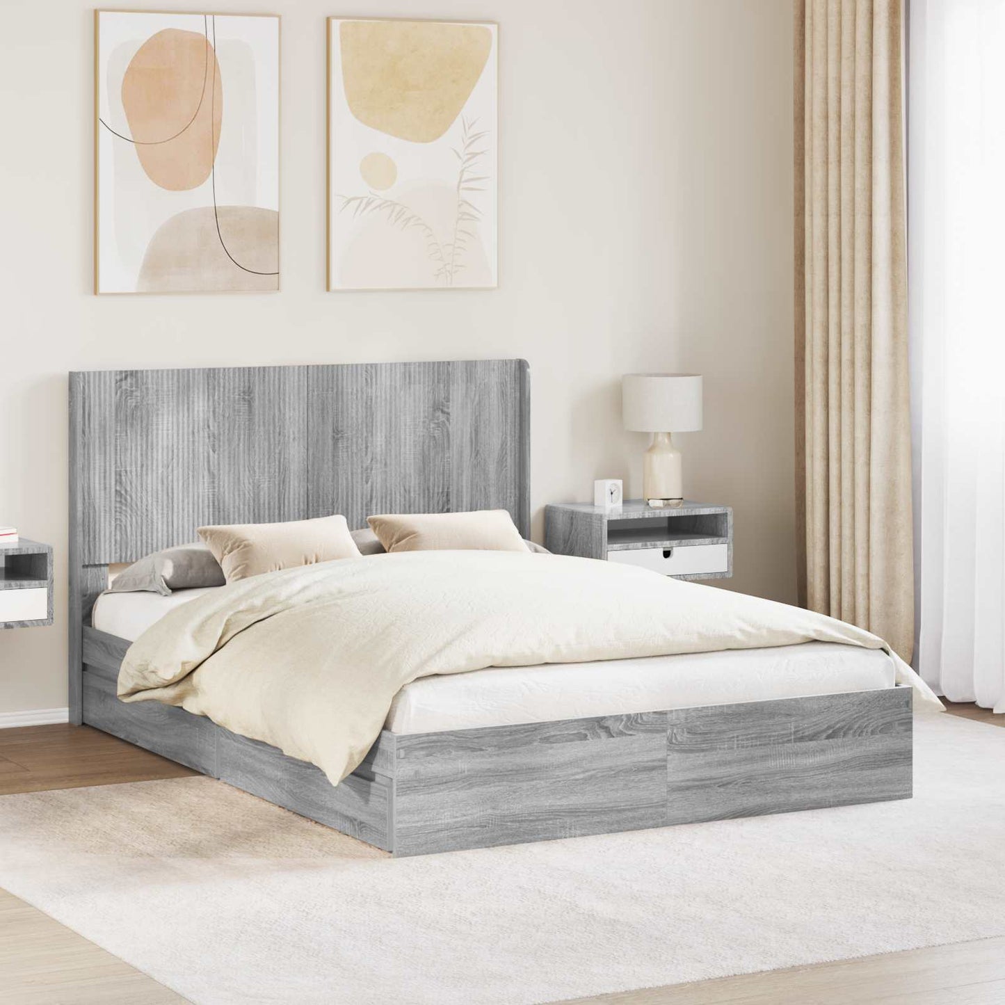 vidaXL Καλάθι με αποθήκη και κεφαλάρι Γκρι Sonoma 140 x 200 cm
