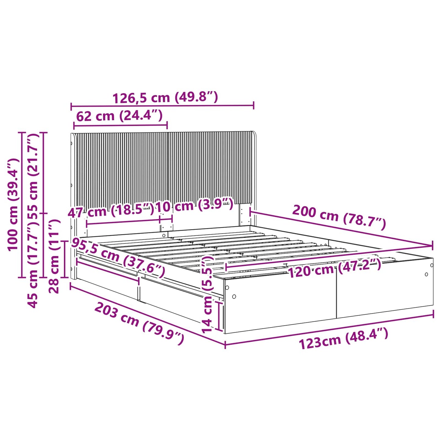 vidaXL Καλάθι με αποθήκη και κεφαλάρι Sonoma Δρυς 120 x 200 cm
