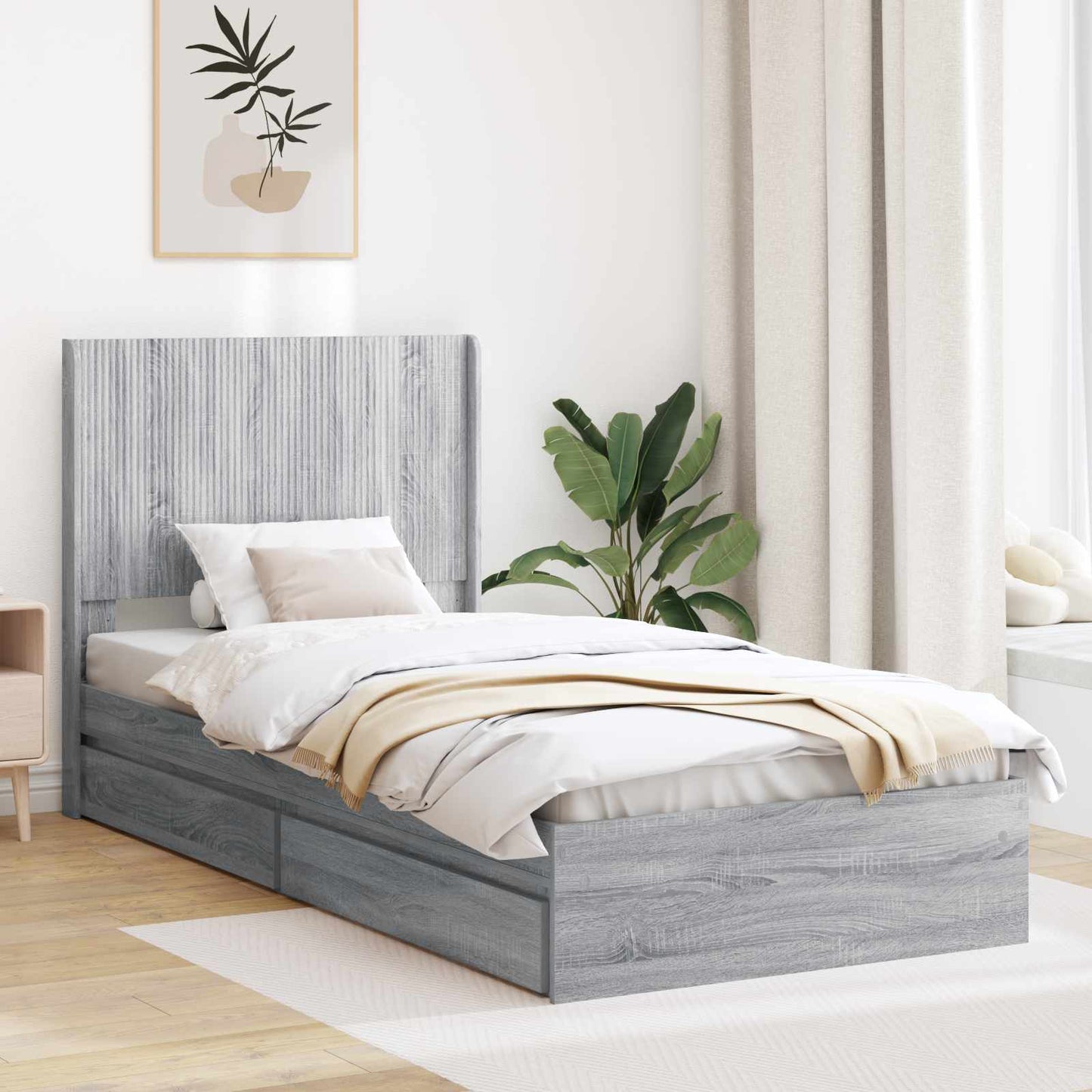 vidaXL Καλάθι με αποθήκη και κεφαλάρι Γκρι Sonoma 100 x 200 cm