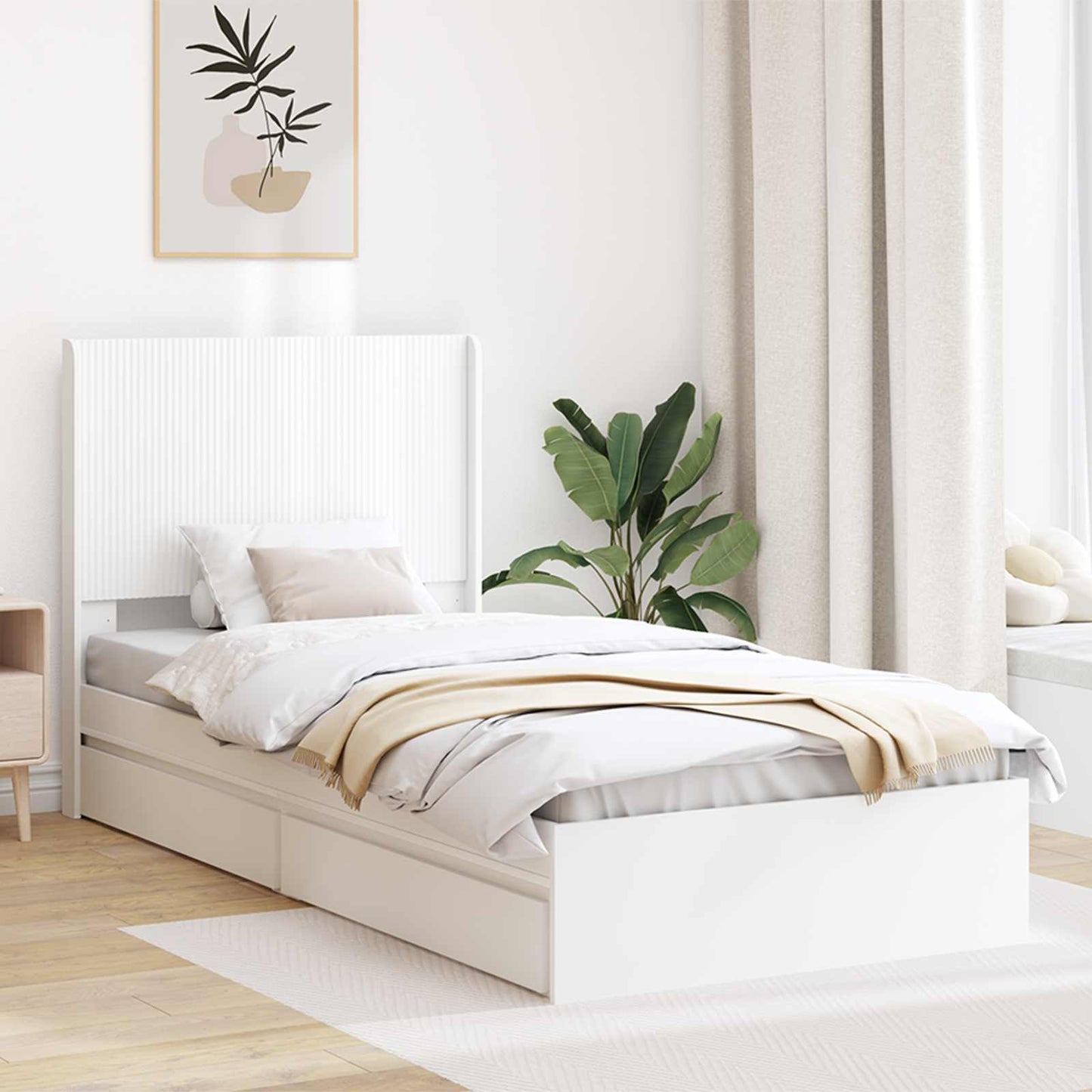 vidaXL Καλάθι με αποθήκη και κεφαλάρι Λευκό 90 x 200 cm