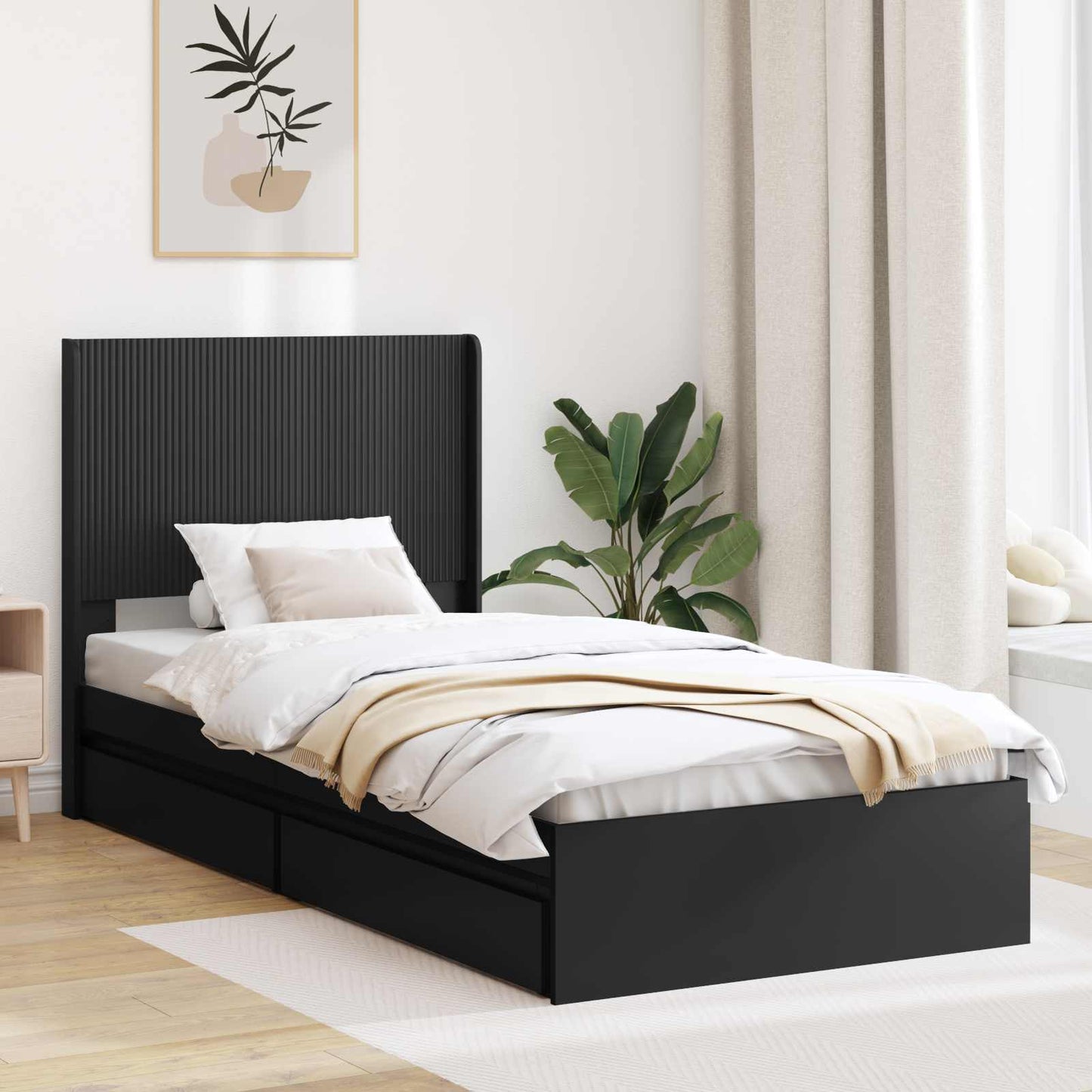 vidaXL Καλάθι με αποθήκη και κεφαλάρι Μαύρο 90 x 190 cm
