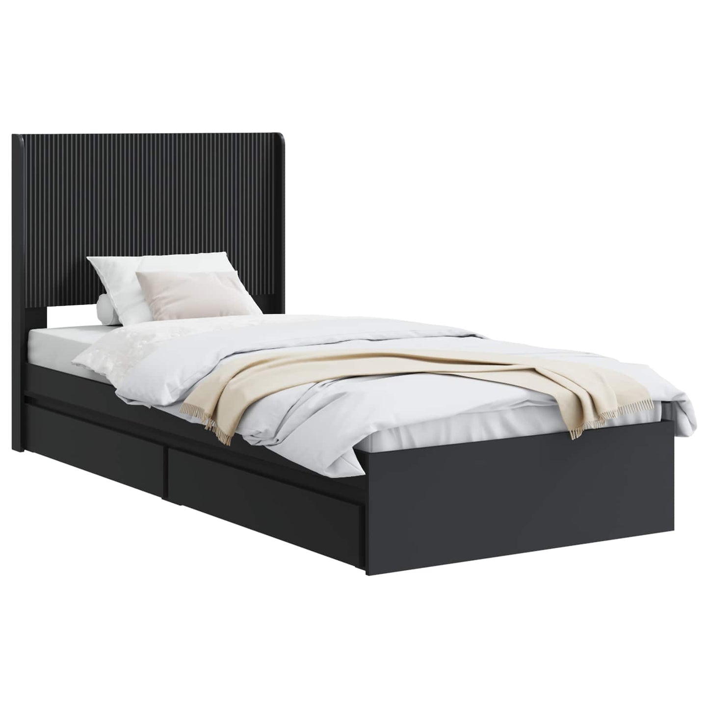 vidaXL Καλάθι με αποθήκη και κεφαλάρι Μαύρο 90 x 190 cm
