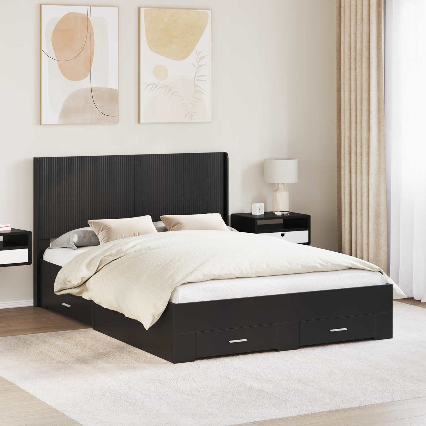 vidaXL Καλάθι με αποθήκη και κεφαλάρι Μαύρο 135 x 190 cm