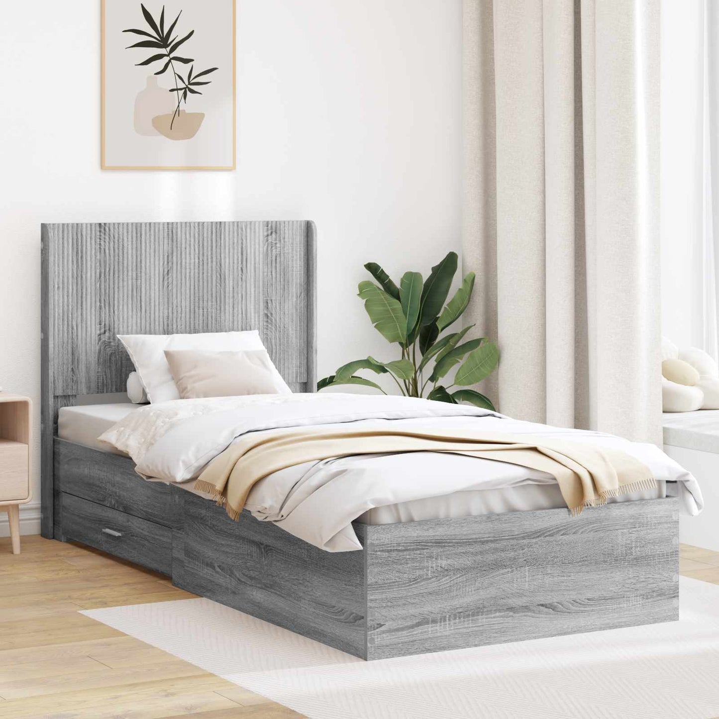 vidaXL Καλάθι με αποθήκη και κεφαλάρι Γκρι Sonoma 75 x 190 cm