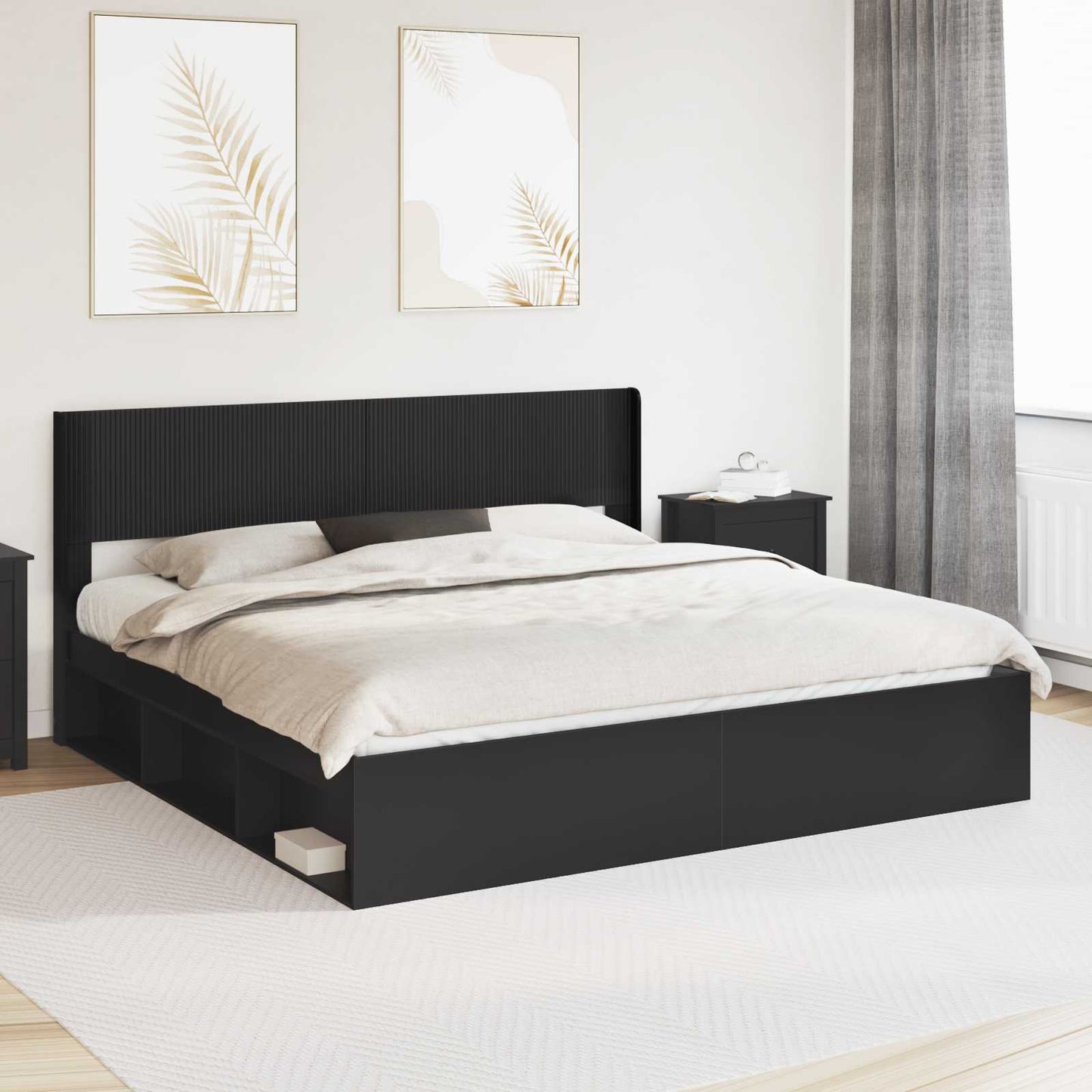 vidaXL Καλάθι με αποθήκη και κεφαλάρι Μαύρο 180 x 200 cm