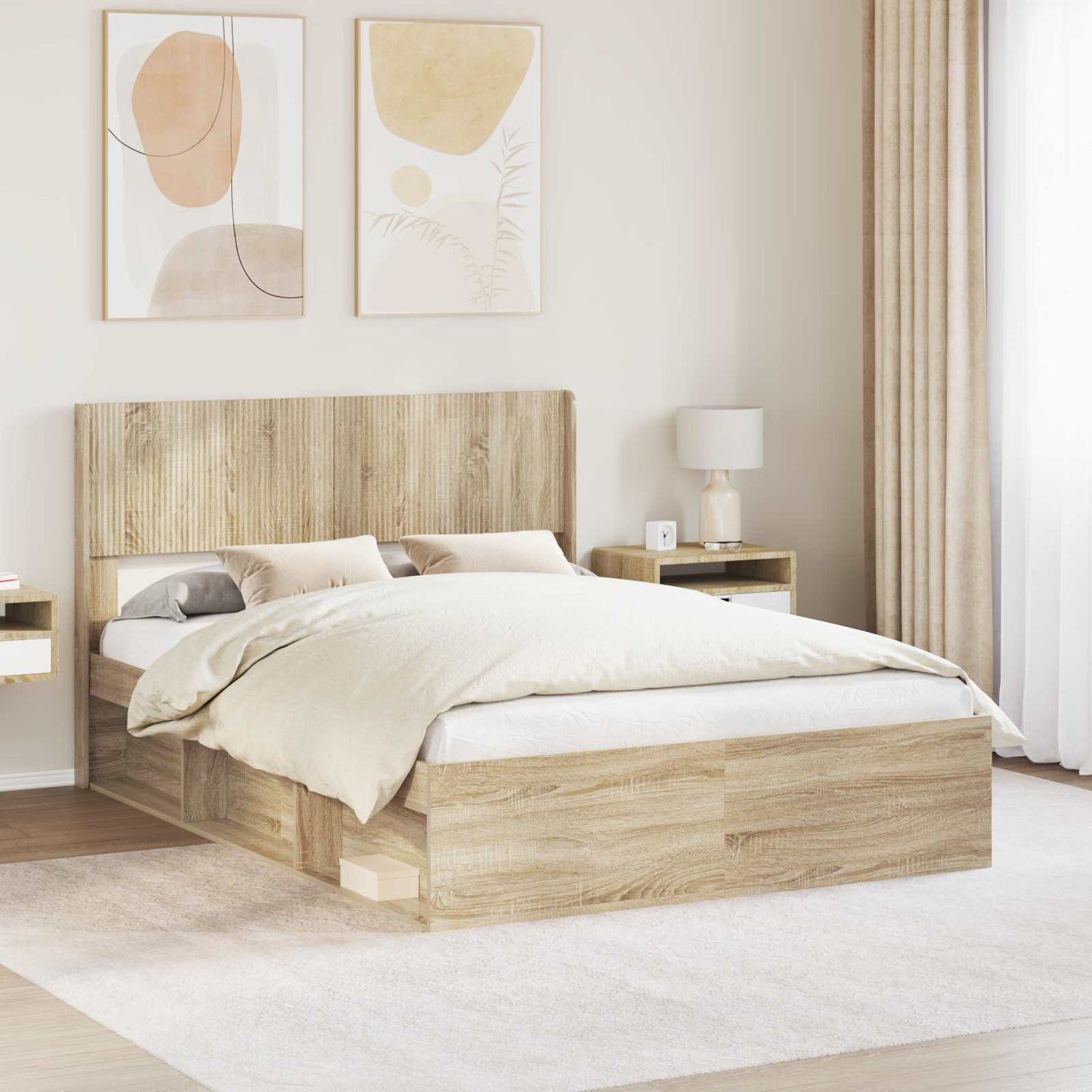 vidaXL Καλάθι με αποθήκη και κεφαλάρι Sonoma Δρυς 160 x 200 cm