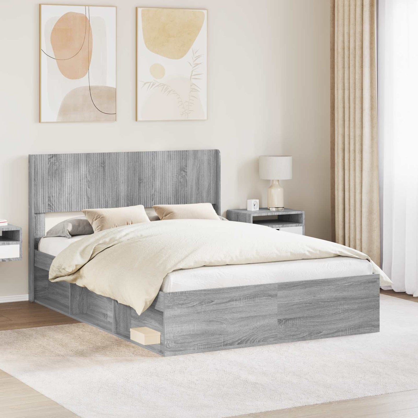 vidaXL Καλάθι με αποθήκη και κεφαλάρι Γκρι Sonoma 160 x 200 cm