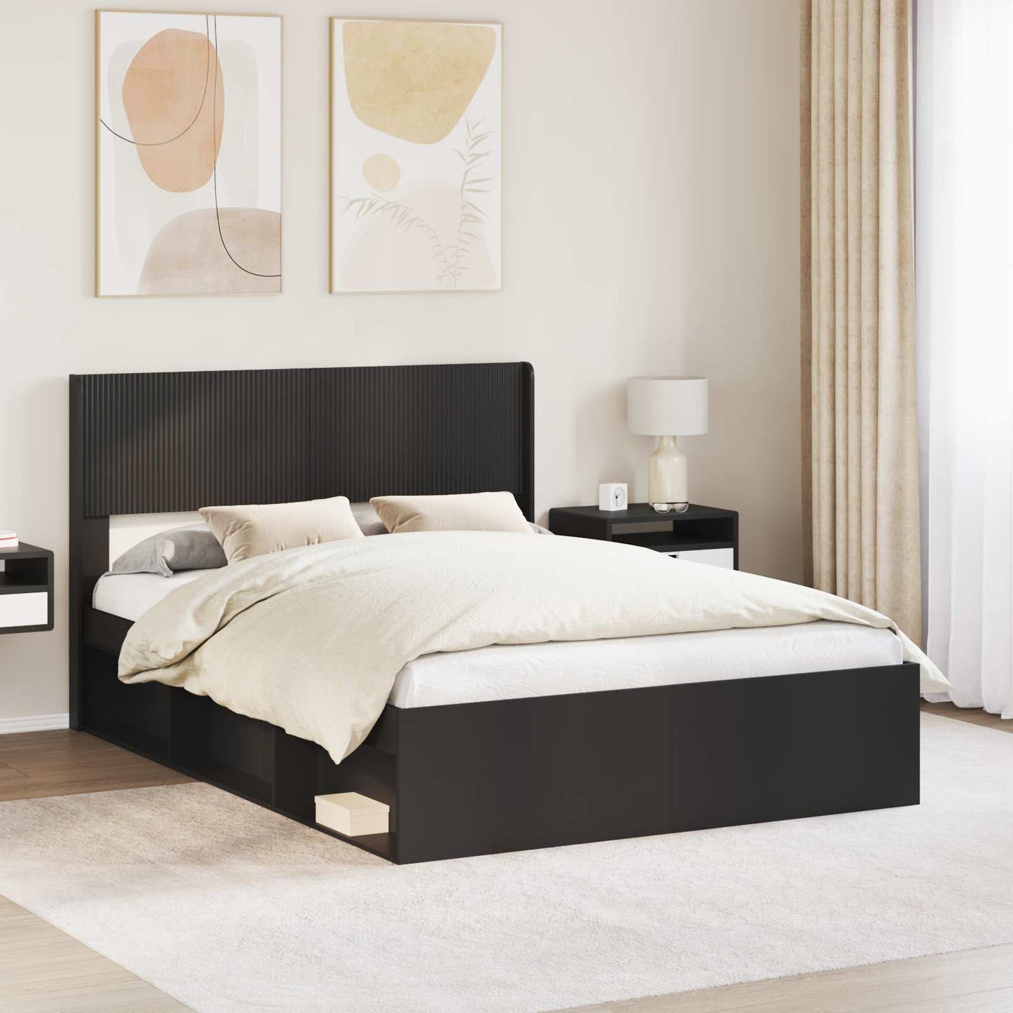 vidaXL Καλάθι με αποθήκη και κεφαλάρι Μαύρο 120 x 190 cm