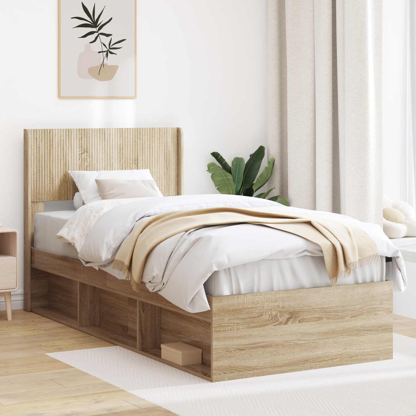 vidaXL Καλάθι με αποθήκη και κεφαλάρι Sonoma Δρυς 100 x 200 cm