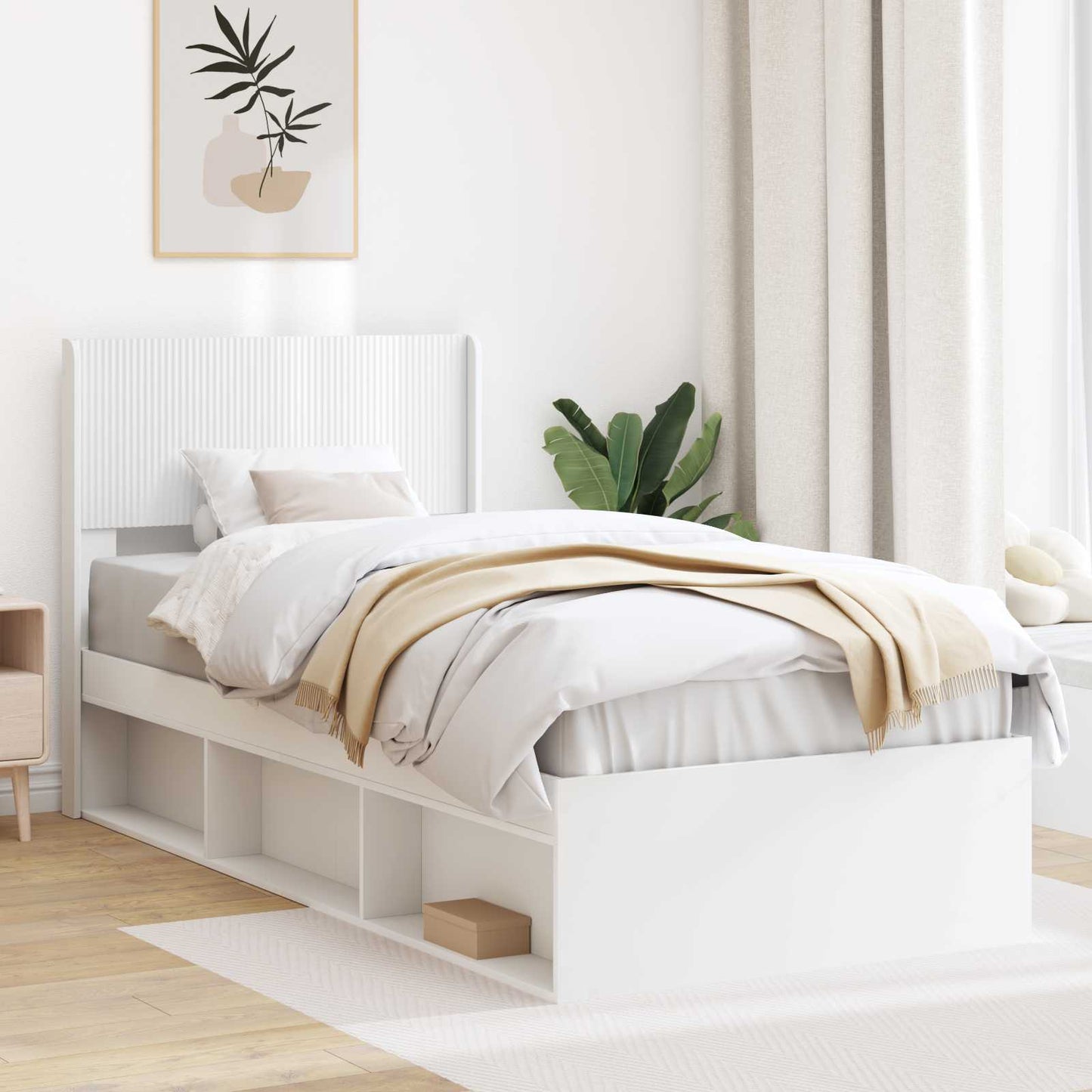 vidaXL Καλάθι με αποθήκη και κεφαλάρι Λευκό 90 x 200 cm