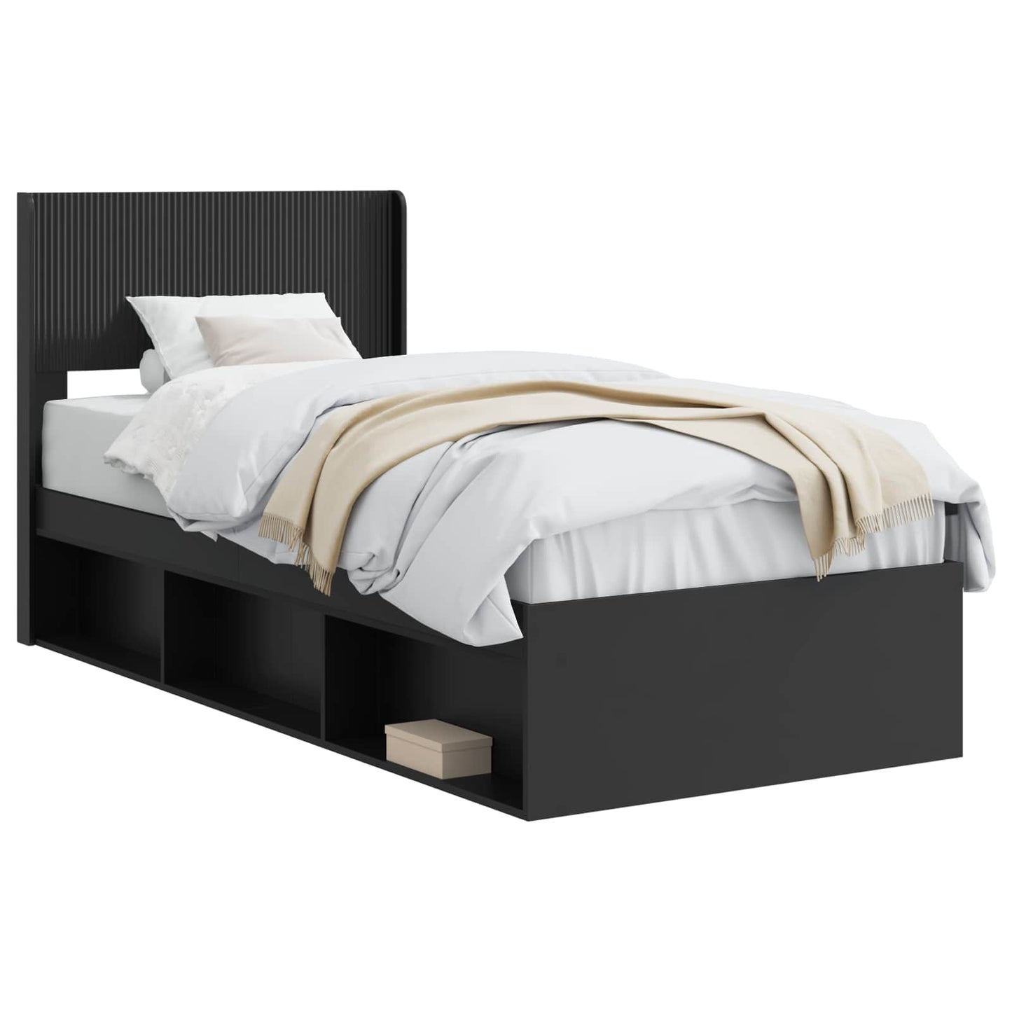 vidaXL Καλάθι με αποθήκη και κεφαλάρι Μαύρο 90 x 190 cm