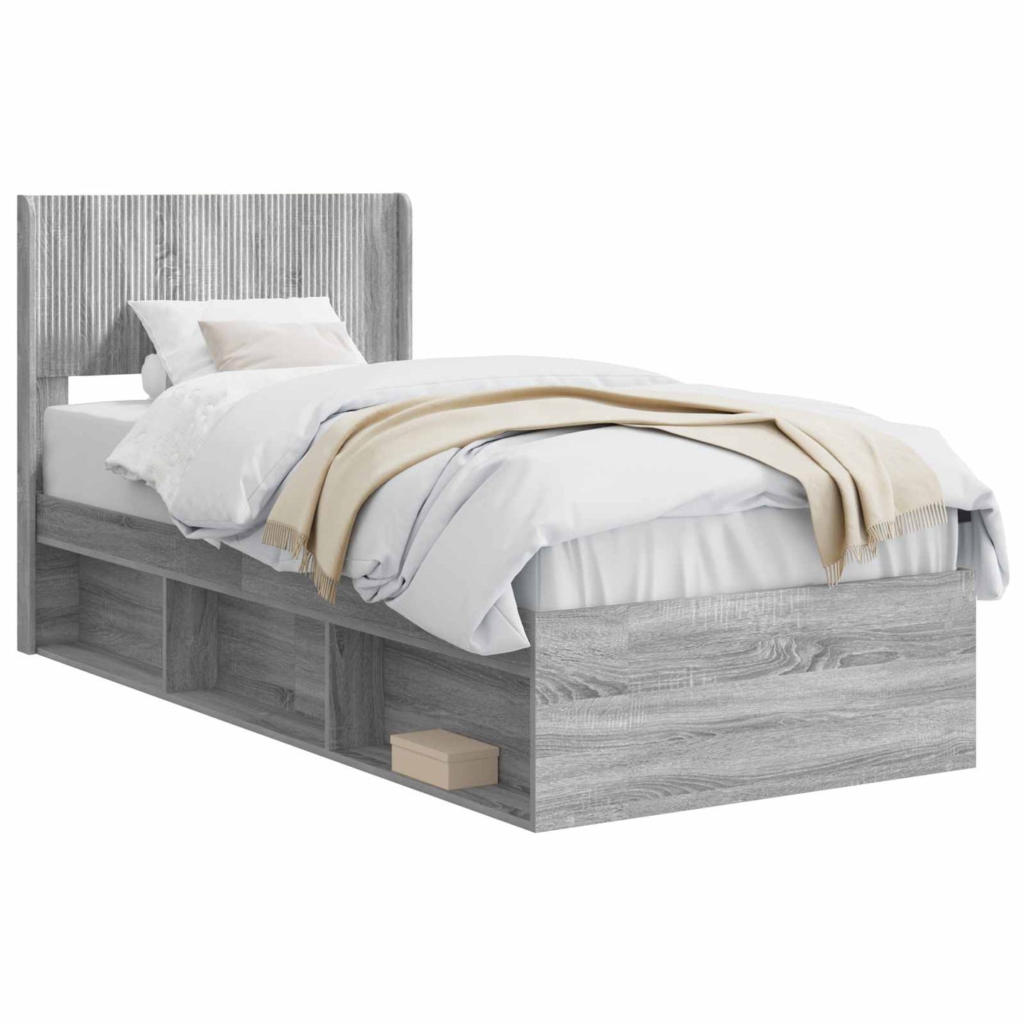 vidaXL Καλάθι με αποθήκη και κεφαλάρι Γκρι Sonoma 90 x 190 cm