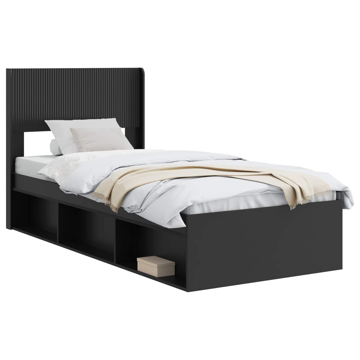 vidaXL Καλάθι με αποθήκη και κεφαλάρι Μαύρο 75 x 190 cm