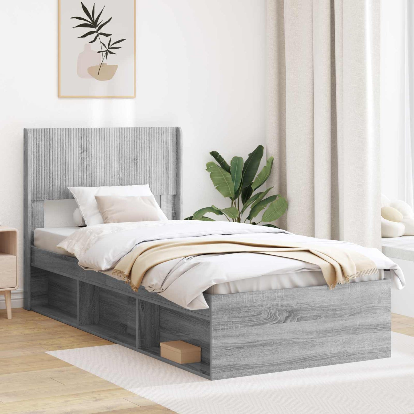 vidaXL Καλάθι με αποθήκη και κεφαλάρι Γκρι Sonoma 75 x 190 cm