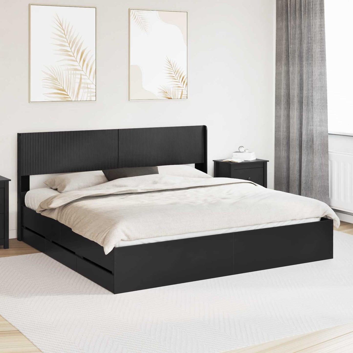 vidaXL Καλάθι με αποθήκη και κεφαλάρι Μαύρο 200 x 200 cm