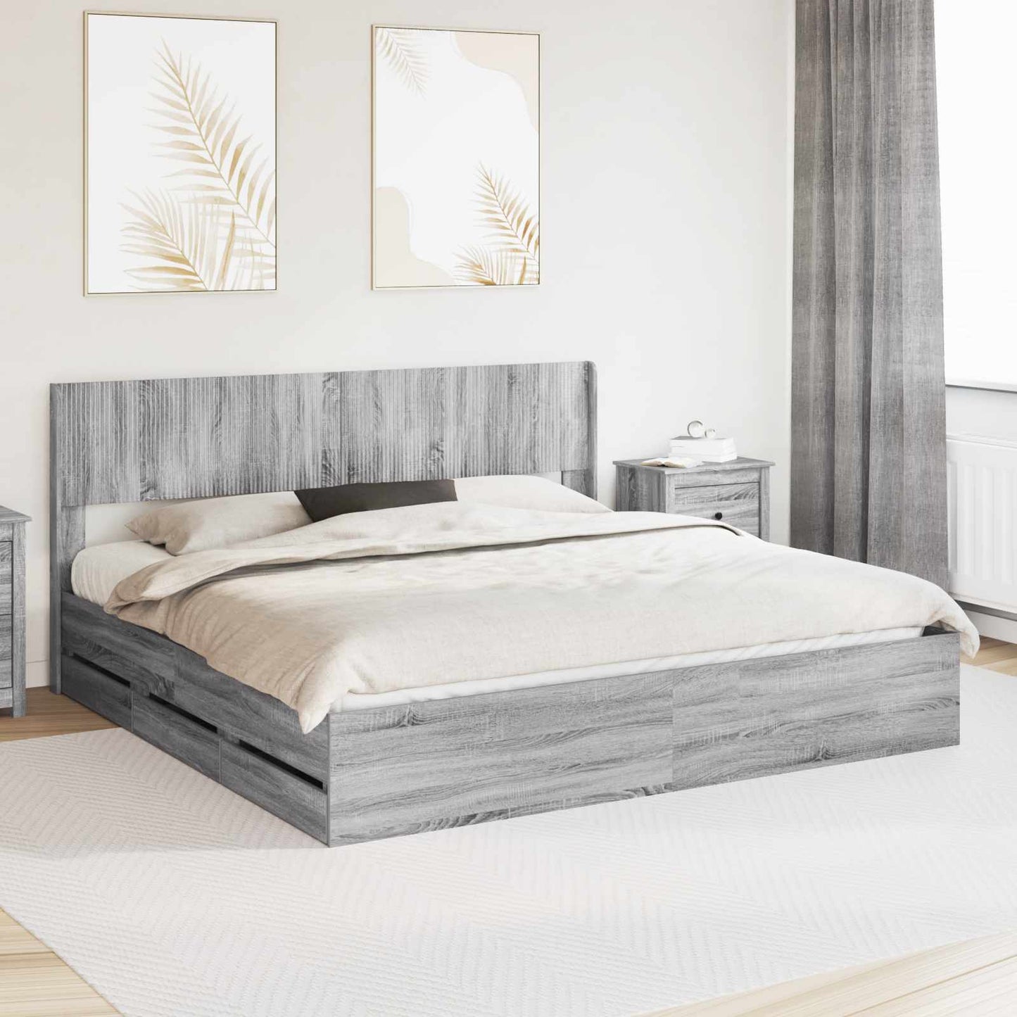 vidaXL Καλάθι με αποθήκη και κεφαλάρι Γκρι Sonoma 180 x 200 cm