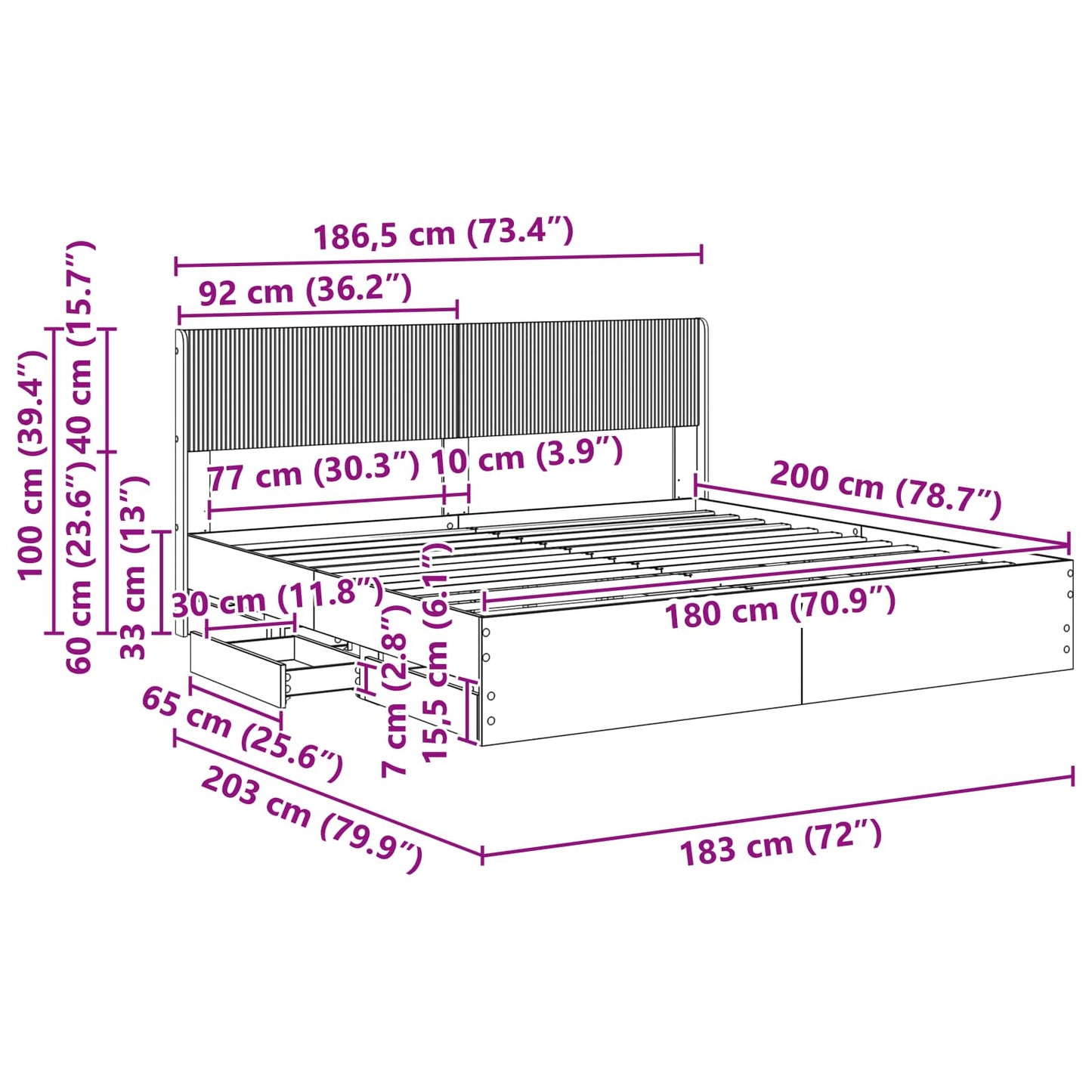 vidaXL Καλάθι με αποθήκη και κεφαλάρι Γκρι Sonoma 180 x 200 cm