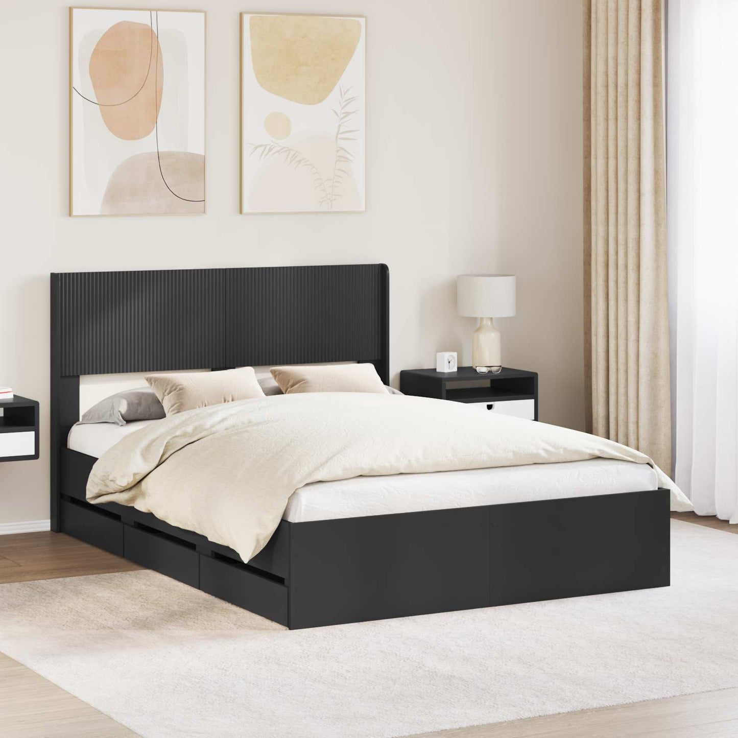vidaXL Καλάθι με αποθήκη και κεφαλάρι Μαύρο 160 x 200 cm