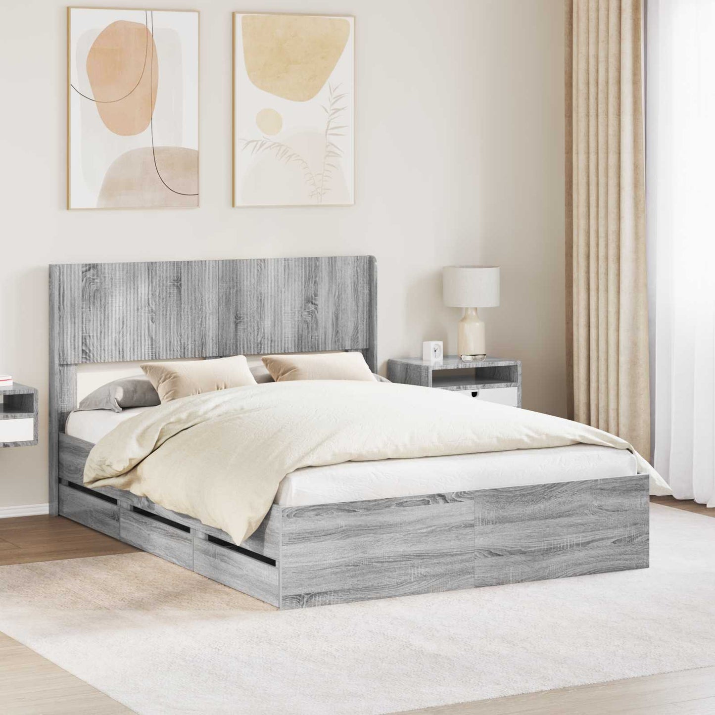 vidaXL Καλάθι με αποθήκη και κεφαλάρι Γκρι Sonoma 120 x 190 cm