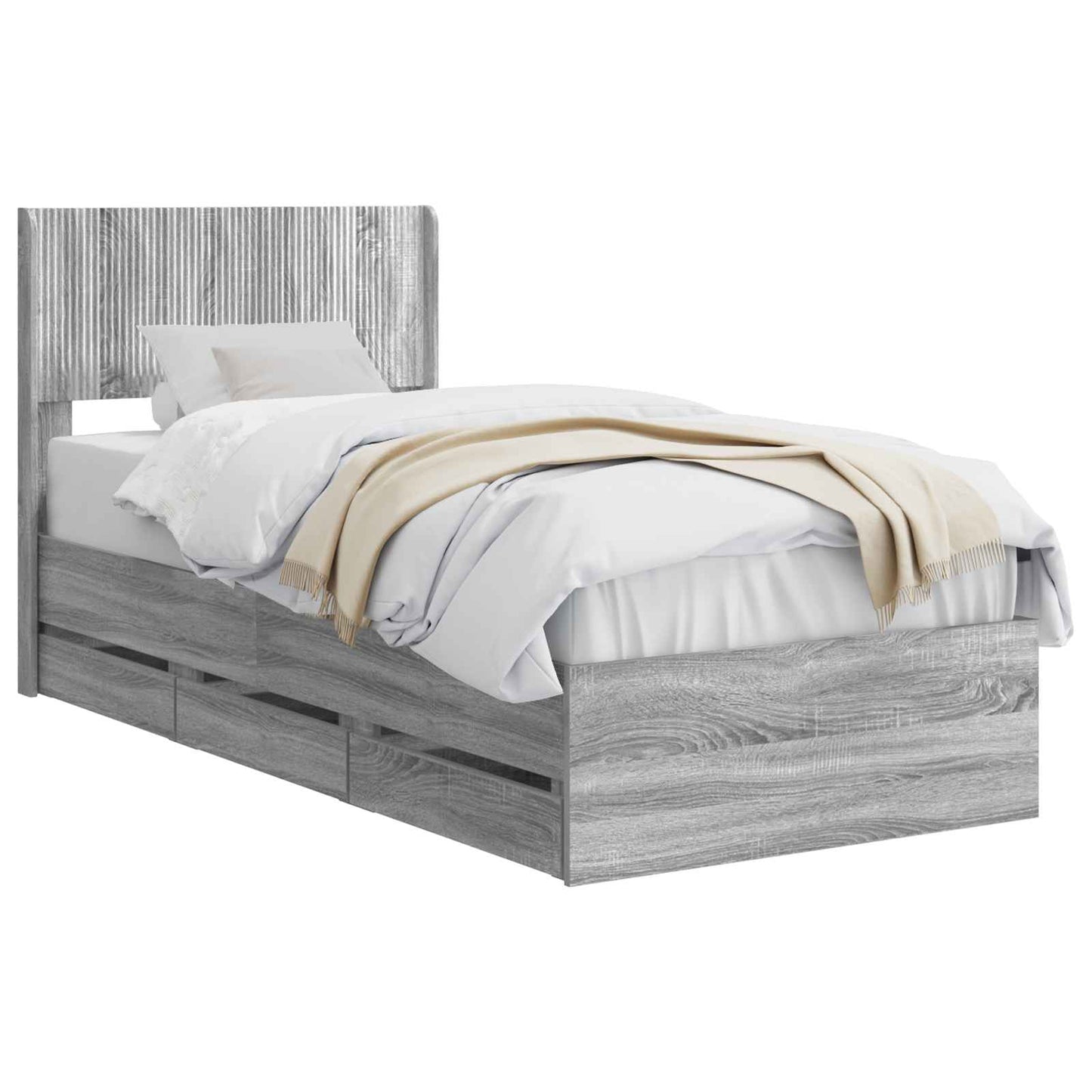 vidaXL Καλάθι με αποθήκη και κεφαλάρι Γκρι Sonoma 90 x 190 cm