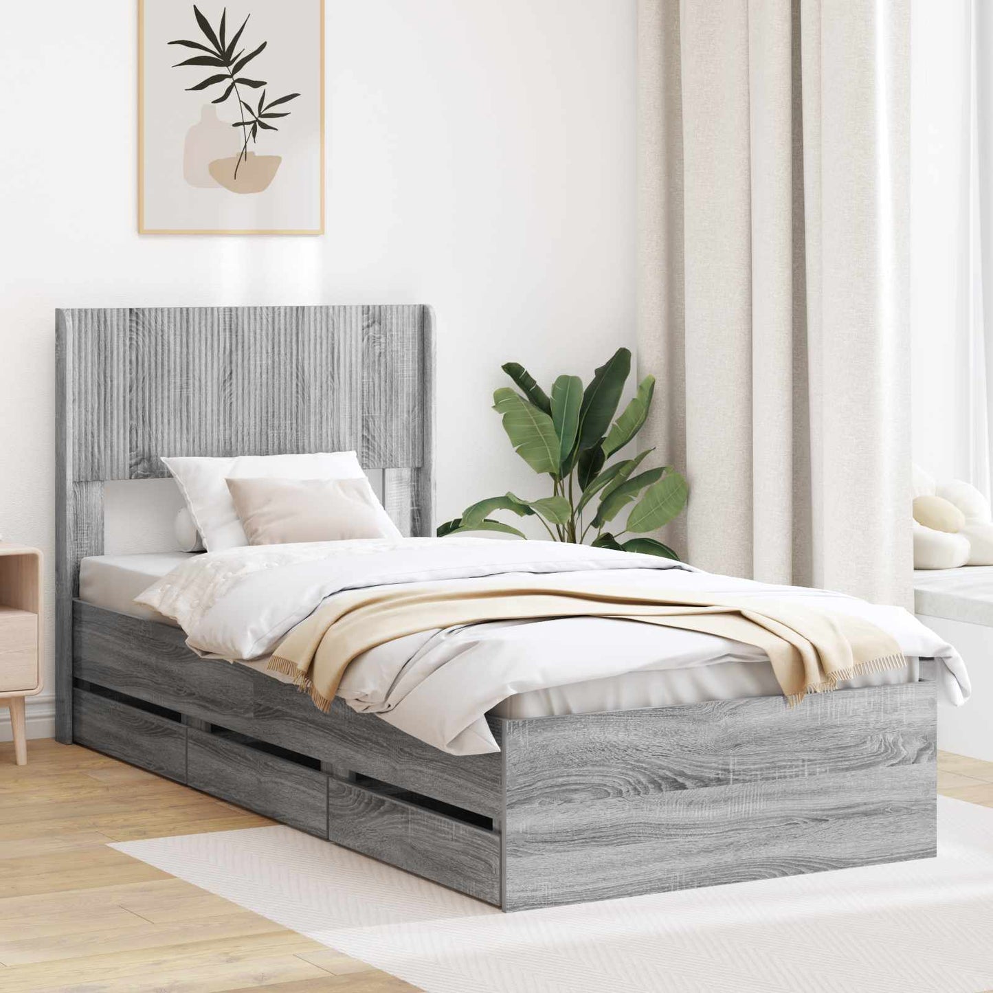 vidaXL Καλάθι με αποθήκη και κεφαλάρι Γκρι Sonoma 75 x 190 cm