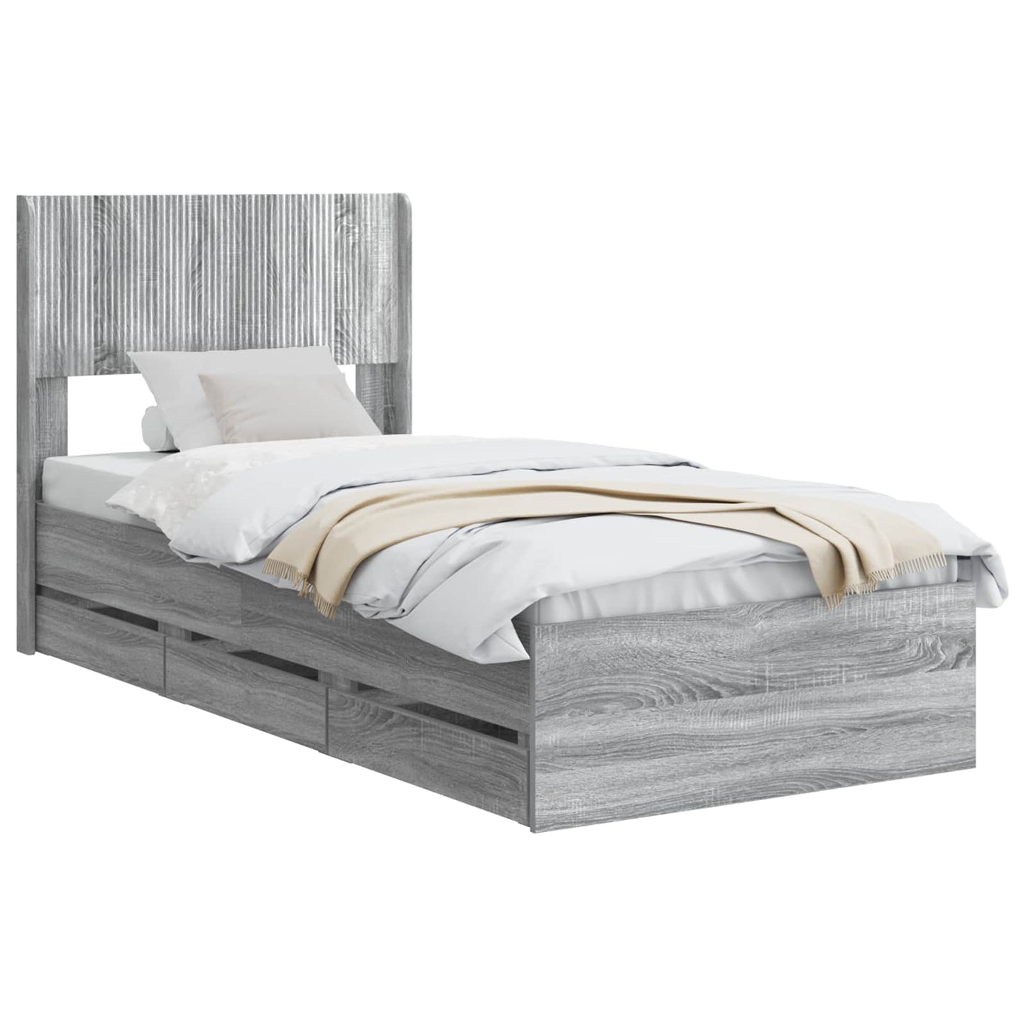 vidaXL Καλάθι με αποθήκη και κεφαλάρι Γκρι Sonoma 75 x 190 cm