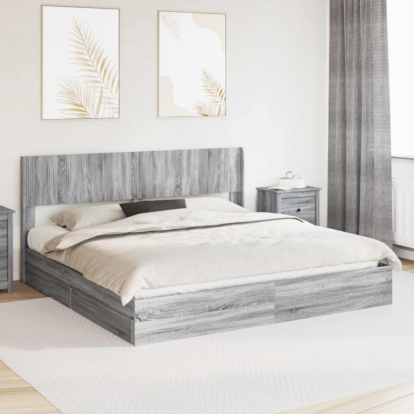 vidaXL Καλάθι με αποθήκη και κεφαλάρι Γκρι Sonoma 180 x 200 cm