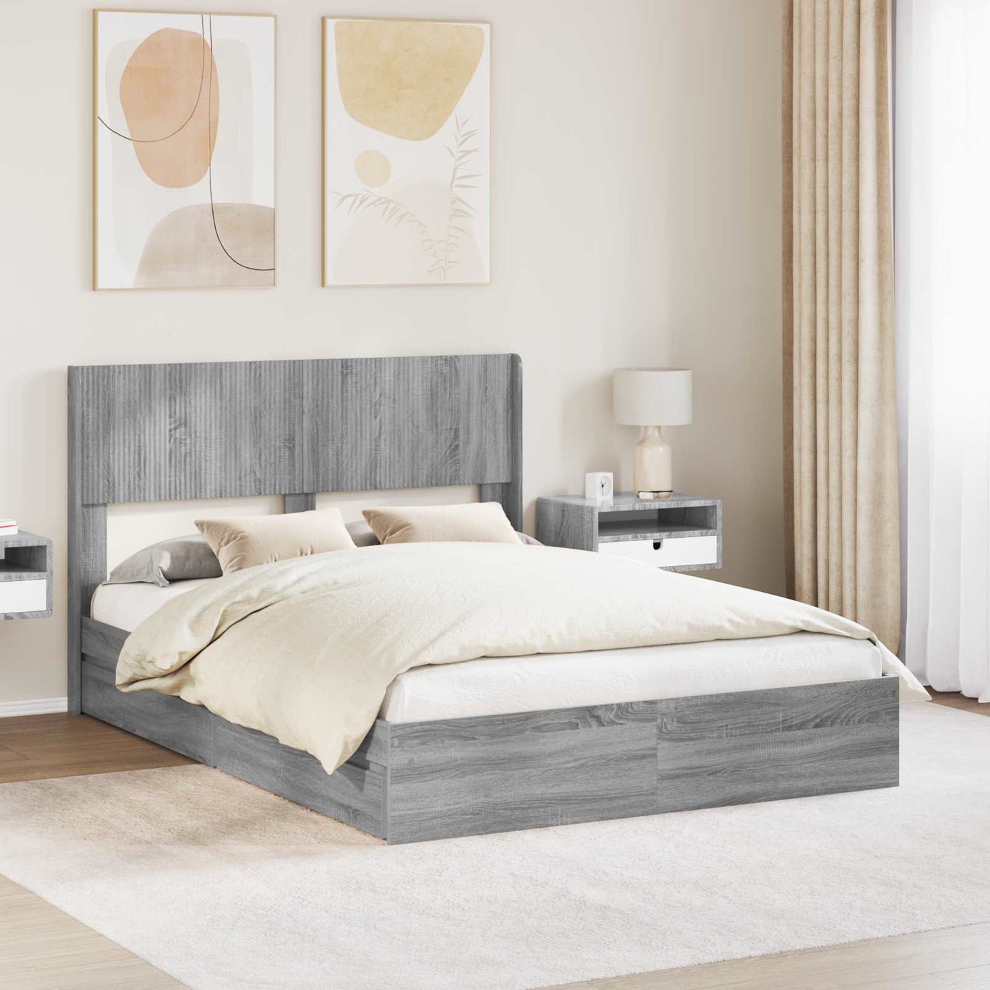 vidaXL Καλάθι με αποθήκη και κεφαλάρι Γκρι Sonoma 150 x 200 cm