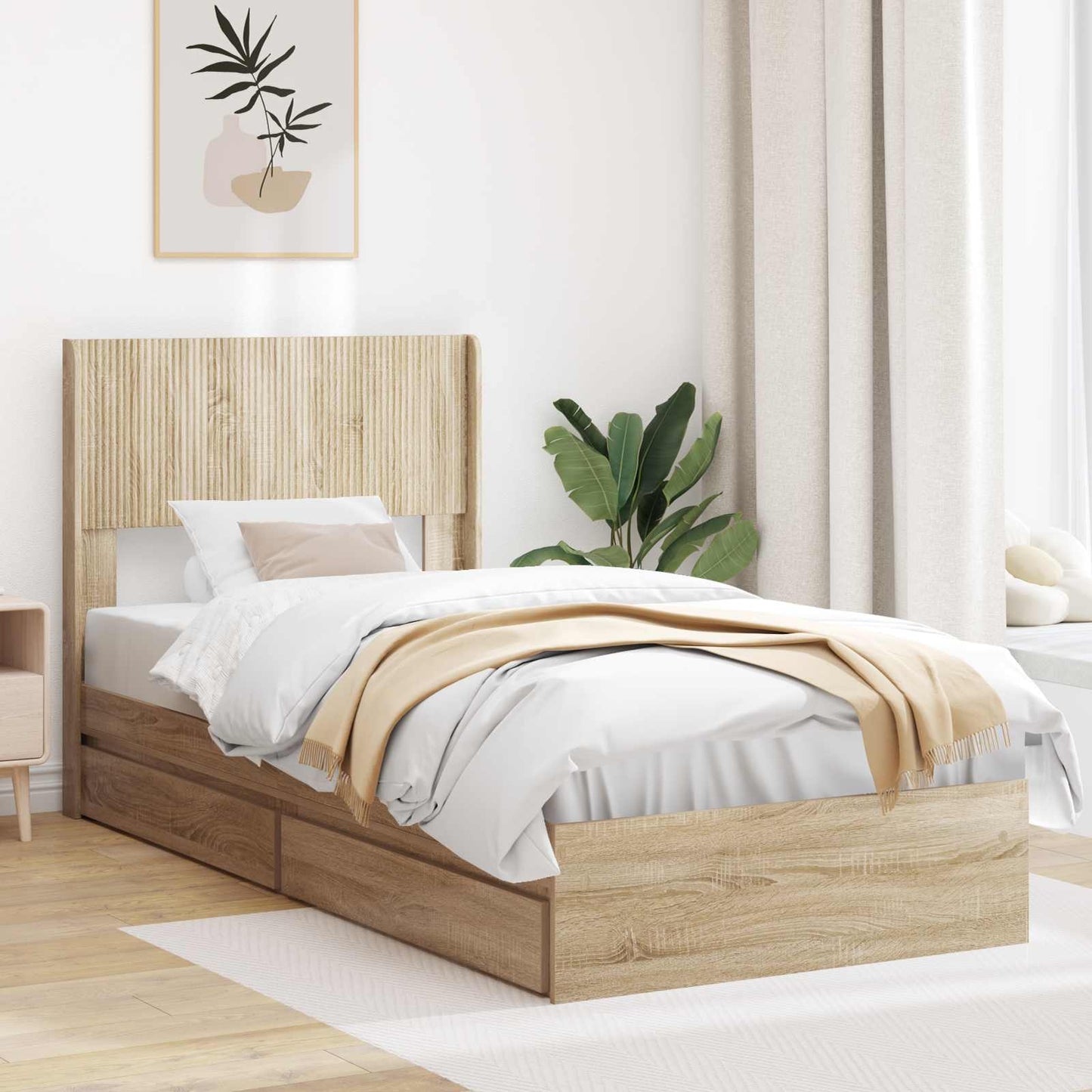 vidaXL Καλάθι με αποθήκη και κεφαλάρι Sonoma Δρυς 90 x 200 cm