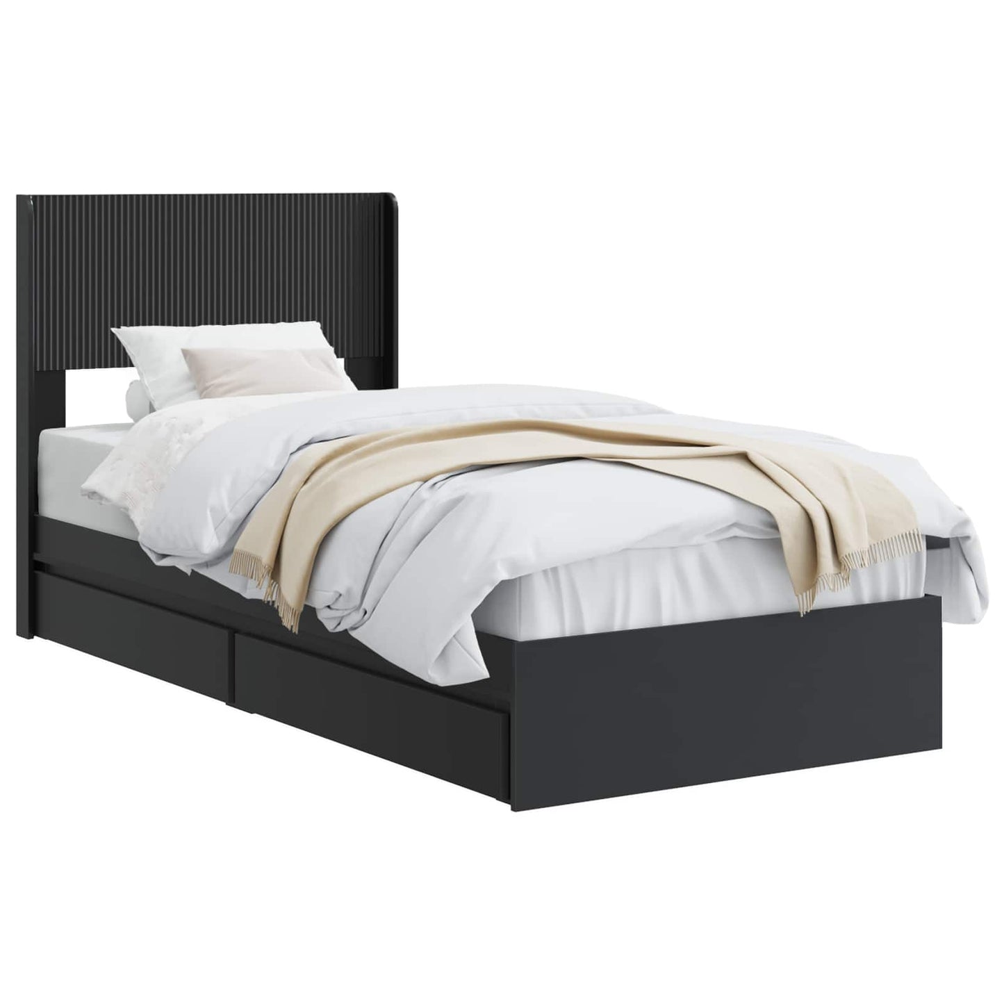 vidaXL Καλάθι με αποθήκη και κεφαλάρι Μαύρο 90 x 190 cm