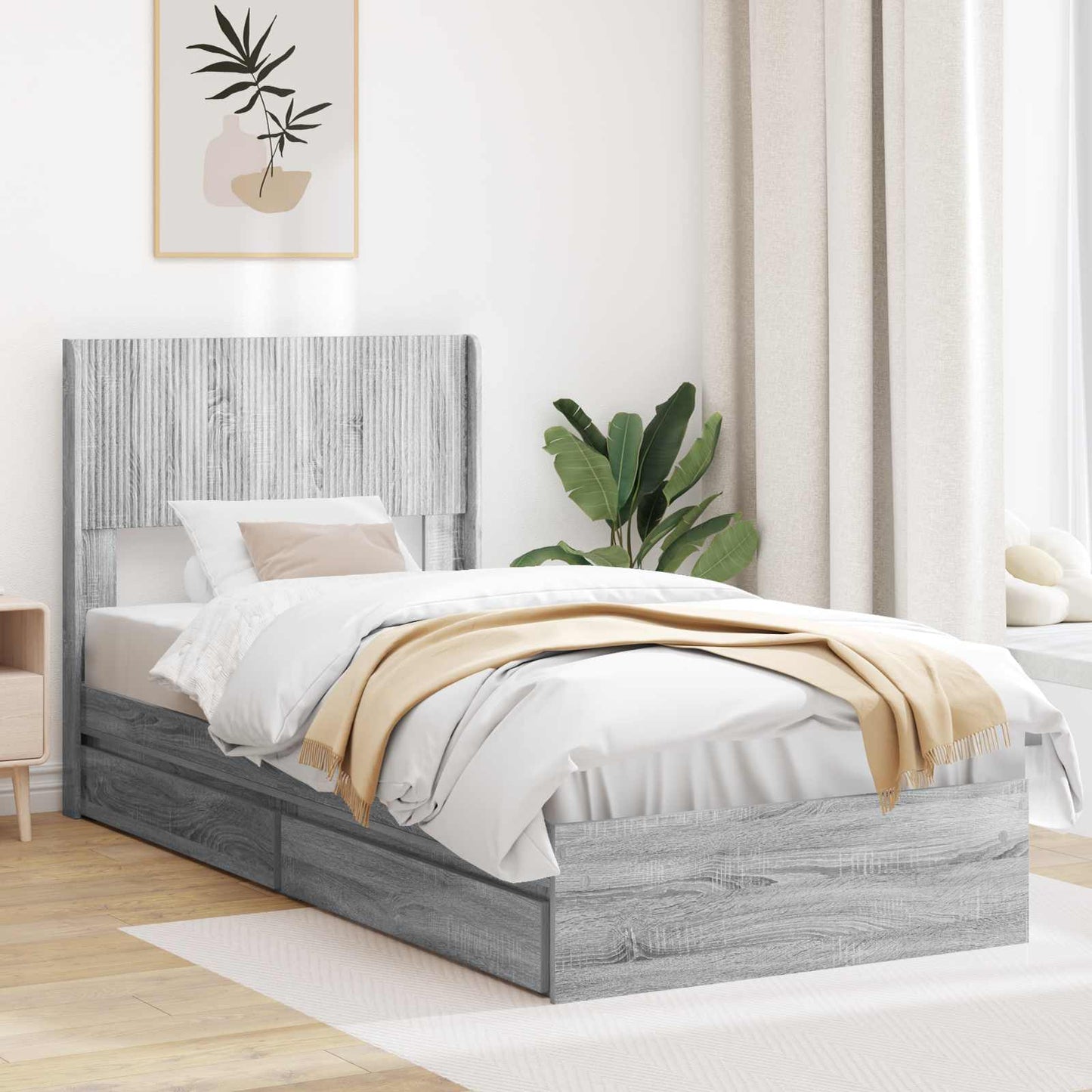 vidaXL Καλάθι με αποθήκη και κεφαλάρι Γκρι Sonoma 90 x 190 cm
