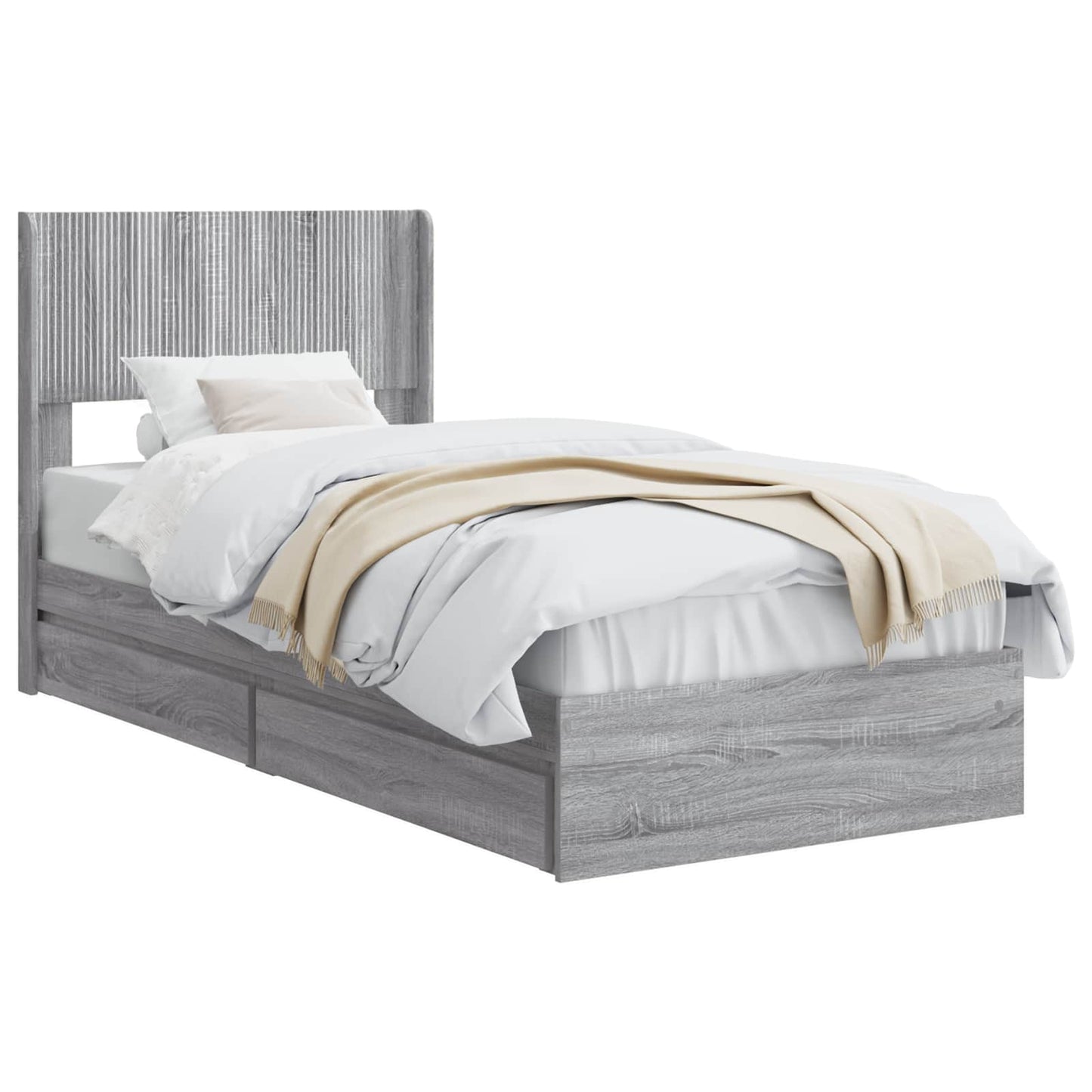 vidaXL Καλάθι με αποθήκη και κεφαλάρι Γκρι Sonoma 90 x 190 cm