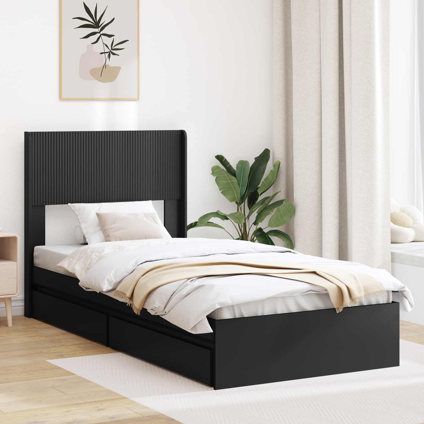 vidaXL Καλάθι με αποθήκη και κεφαλάρι Μαύρο 75 x 190 cm
