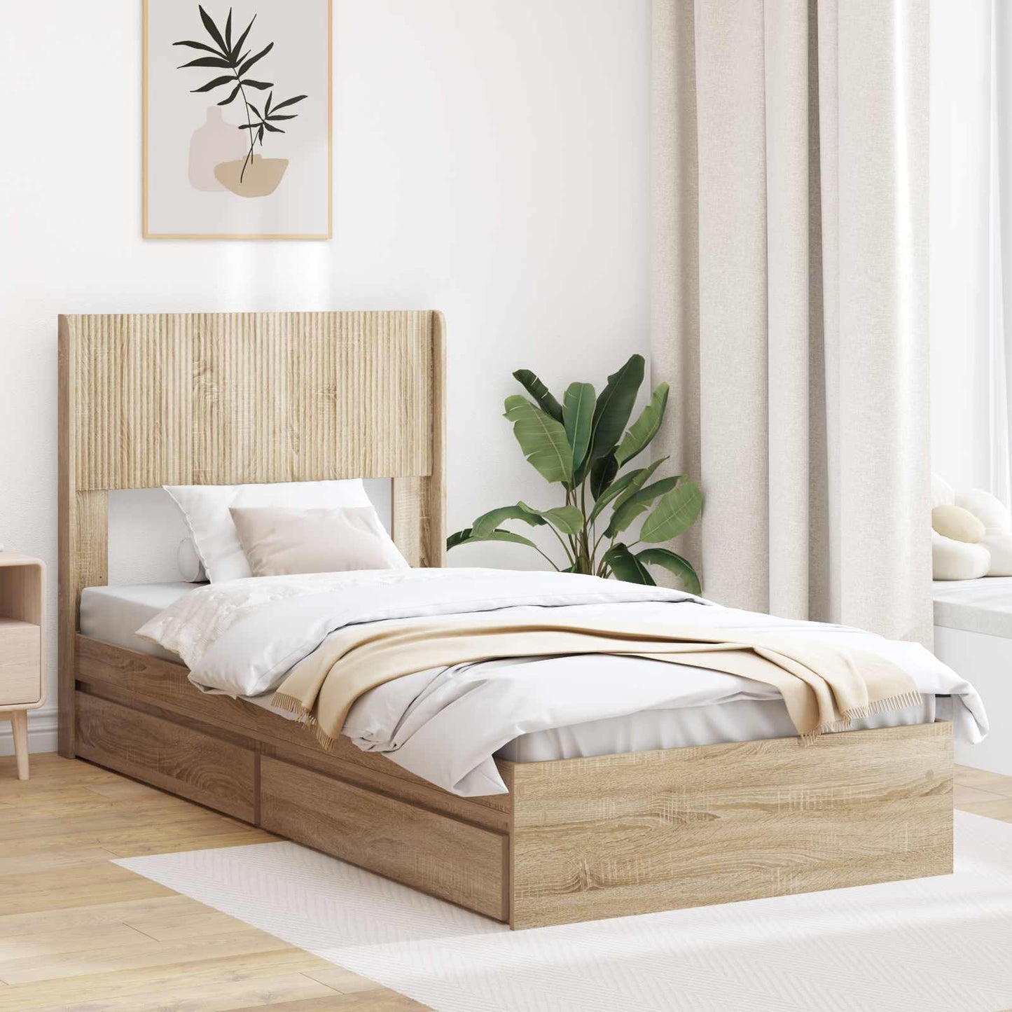 vidaXL Καλάθι με αποθήκη και κεφαλάρι Sonoma Δρυς 75 x 190 cm