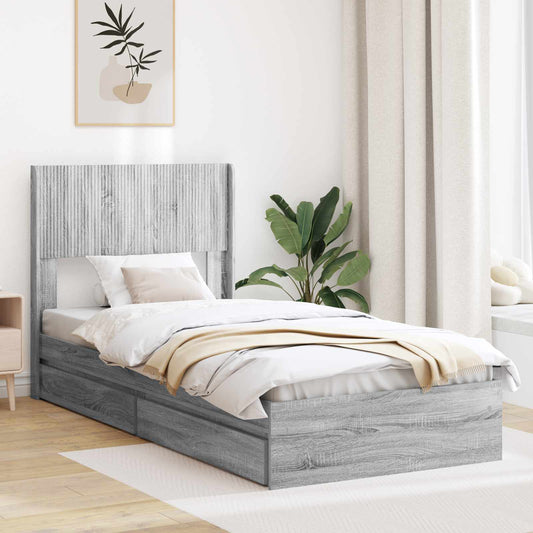 vidaXL Καλάθι με αποθήκη και κεφαλάρι Γκρι Sonoma 75 x 190 cm
