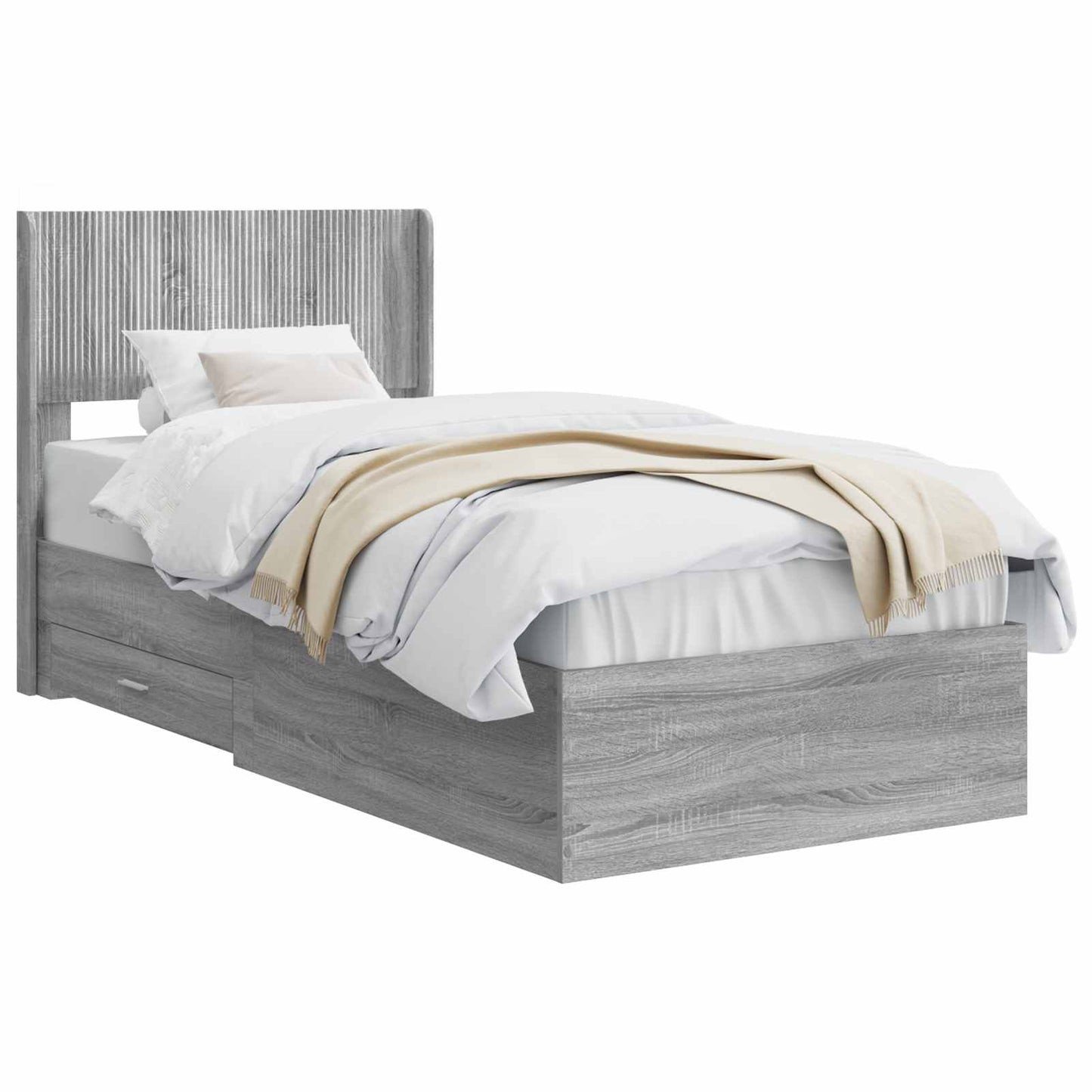 vidaXL Καλάθι με αποθήκη και κεφαλάρι Γκρι Sonoma 100 x 200 cm
