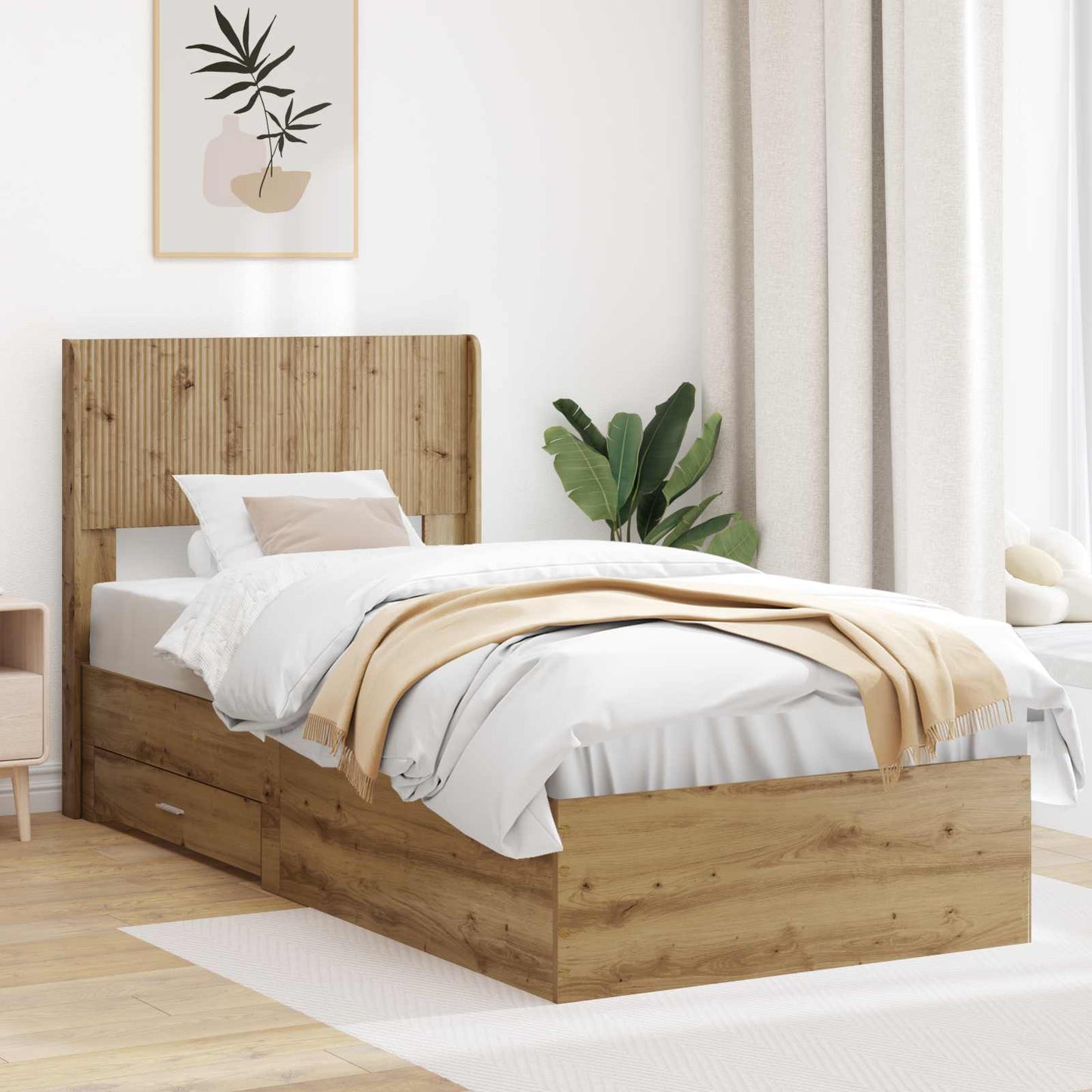 vidaXL Καλάθι με αποθήκη και κεφαλάρι Artisan Δρυς 100 x 200 cm