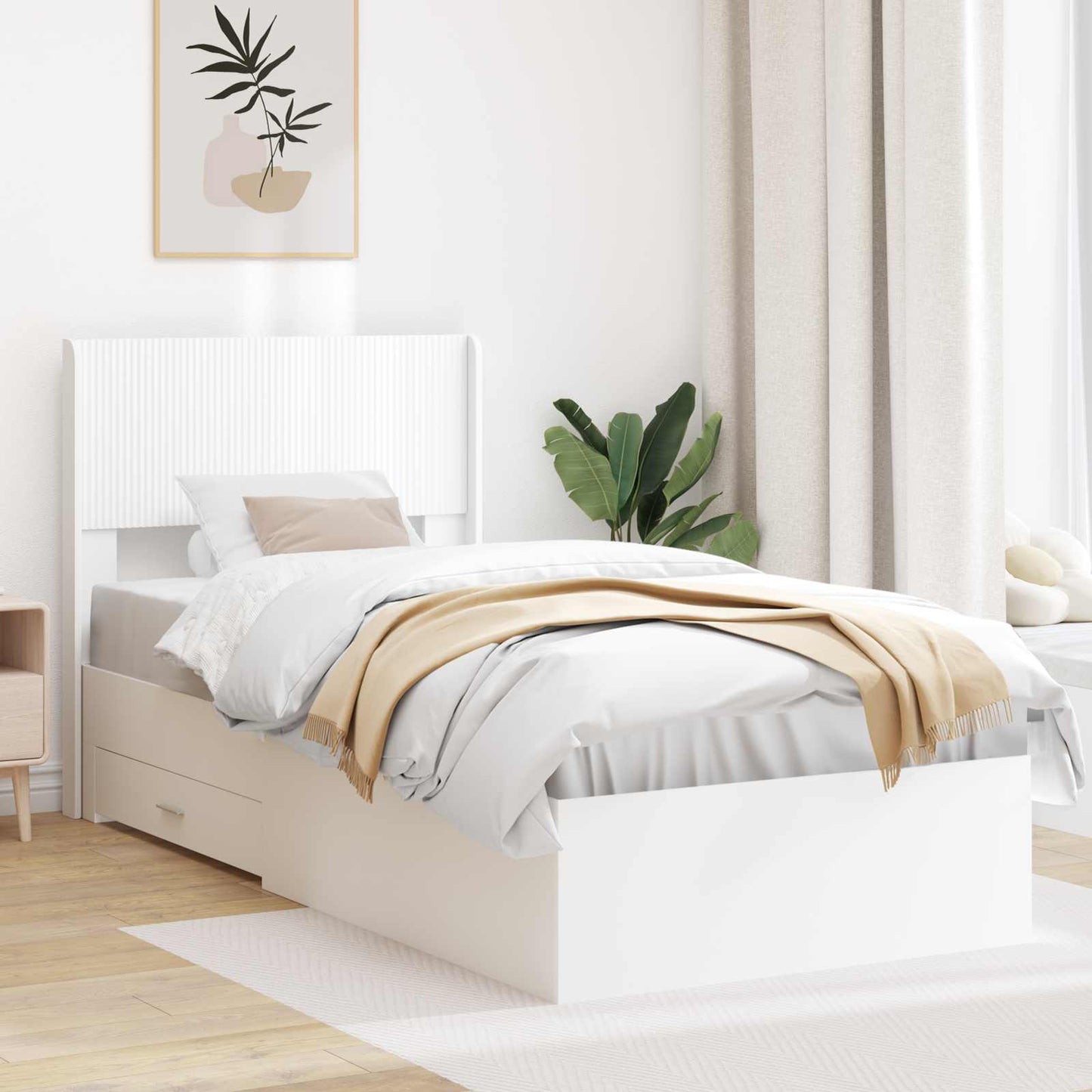 vidaXL Καλάθι με αποθήκη και κεφαλάρι Λευκό 90 x 190 cm